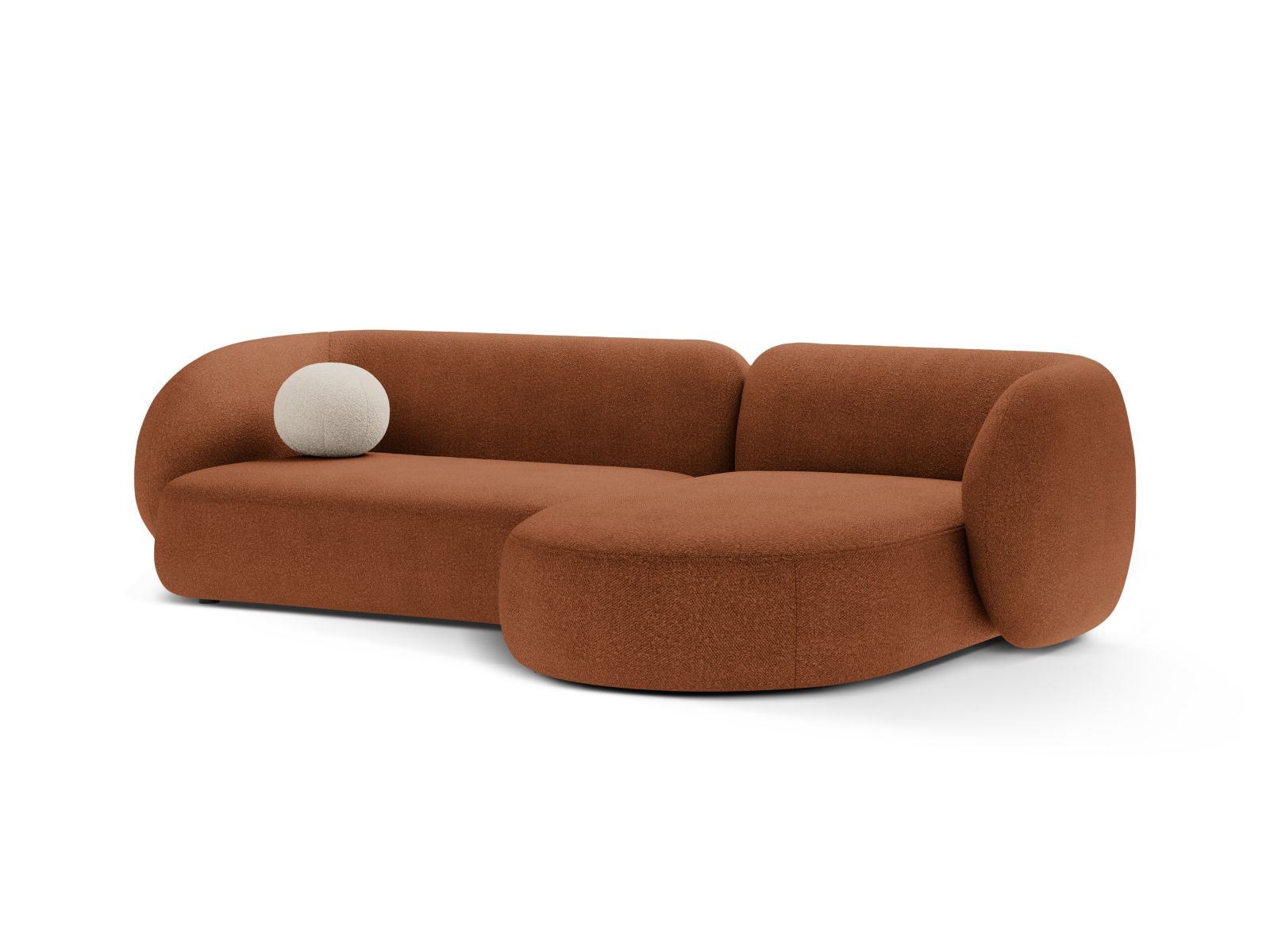 Boucle Modular Right Corner Sofa, "Kate", 3 Seats, 285x176x76