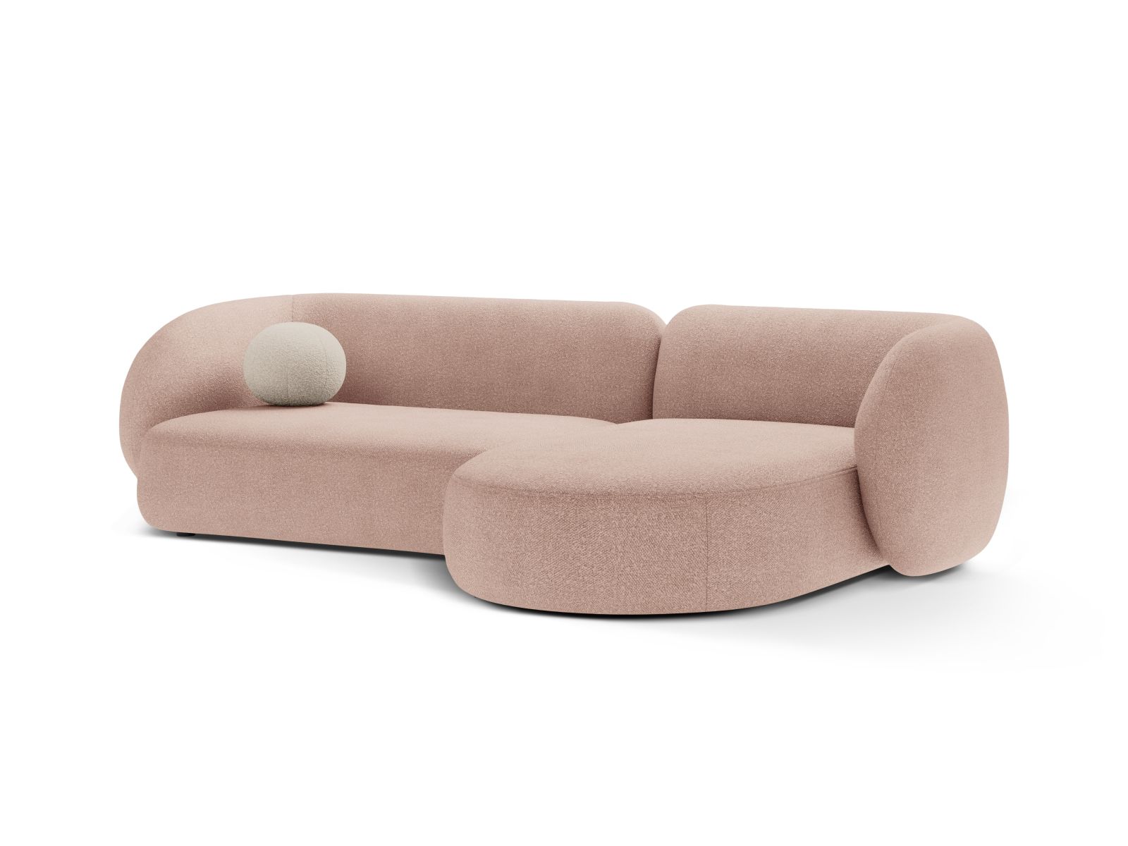 Boucle Modular Right Corner Sofa, "Kate", 3 Seats, 285x176x76
