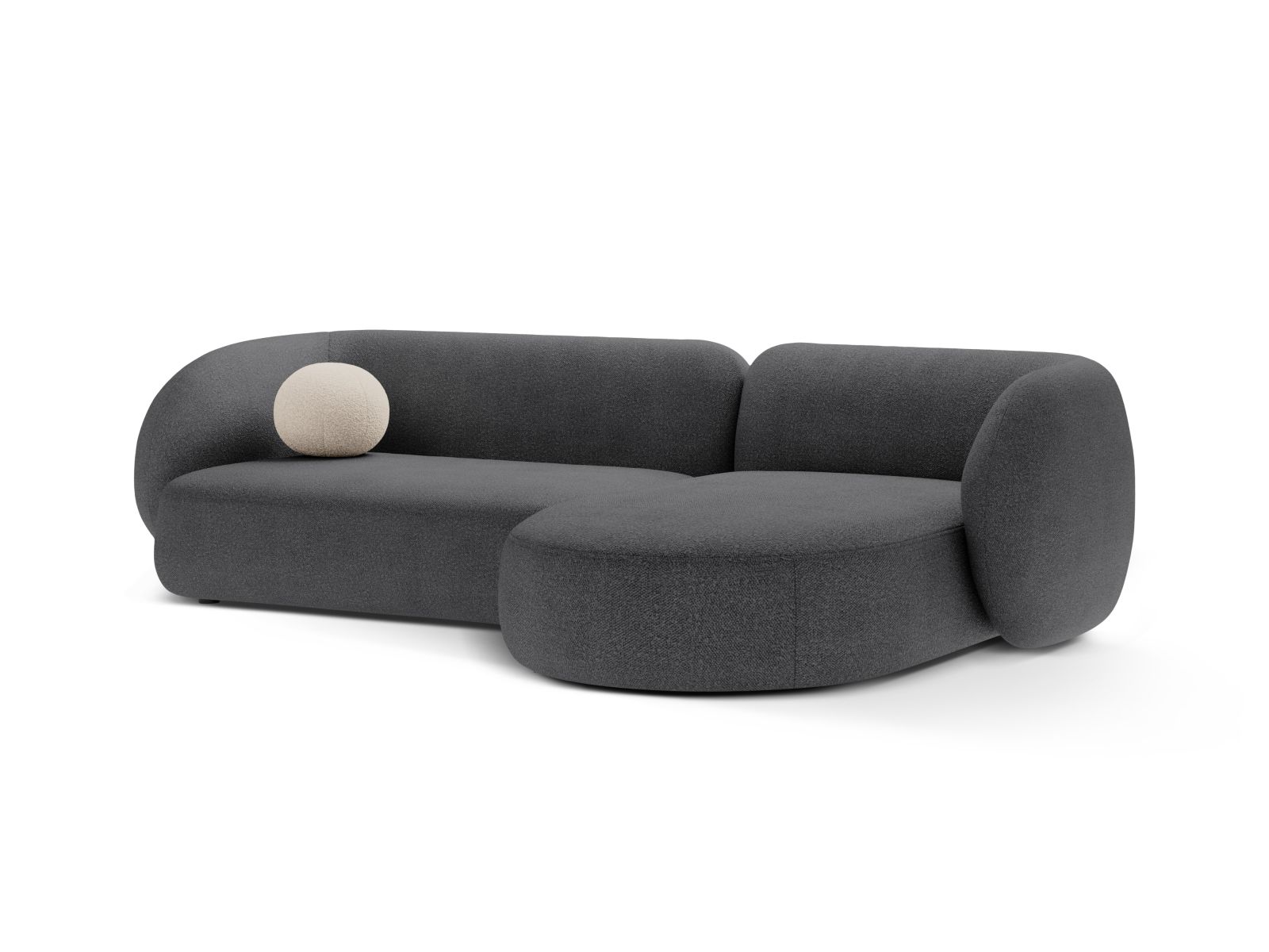 Boucle Modular Right Corner Sofa, "Kate", 3 Seats, 285x176x76