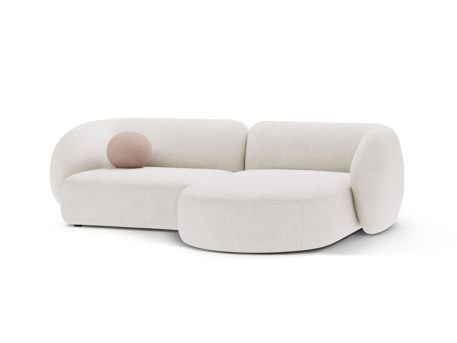 Boucle Modular Right Corner Sofa, "Kate", 2 Seats, 255x176x76