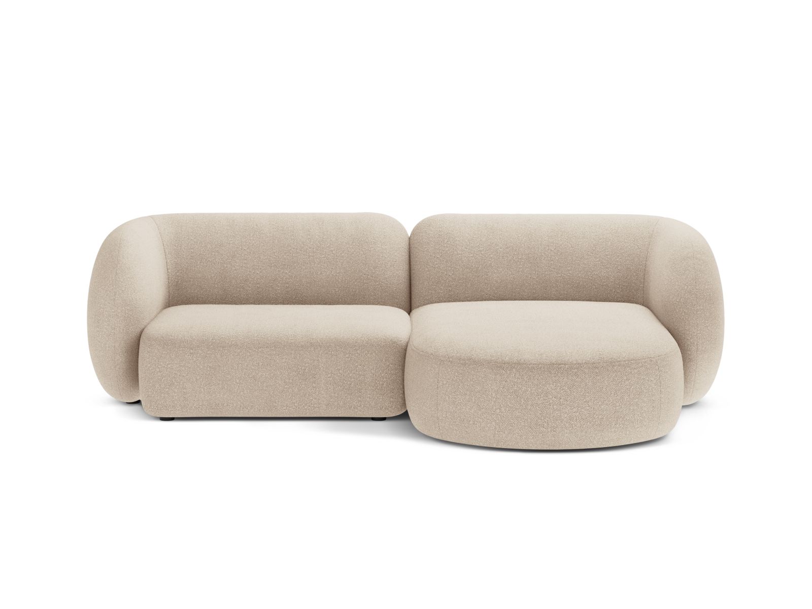 Boucle Modular Right Corner Sofa, "Kate", 2 Seats, 255x176x76