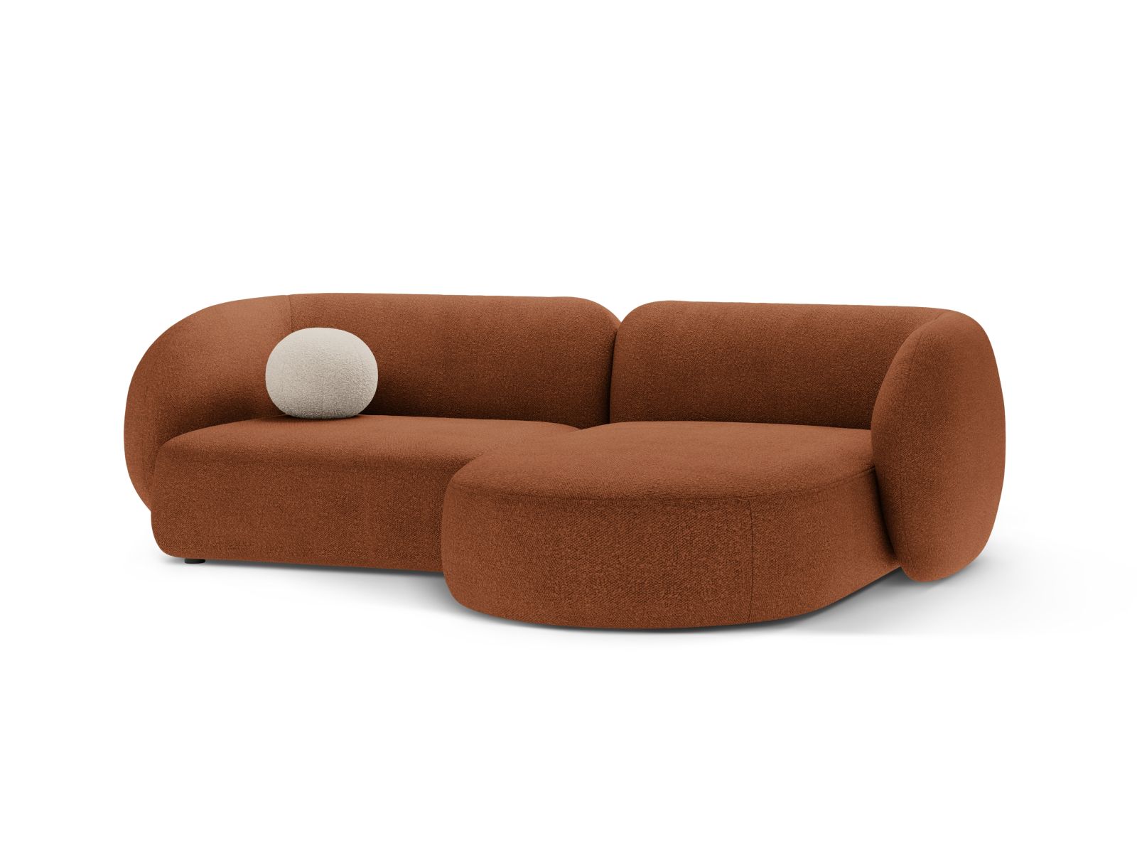 Boucle Modular Right Corner Sofa, "Kate", 2 Seats, 255x176x76
