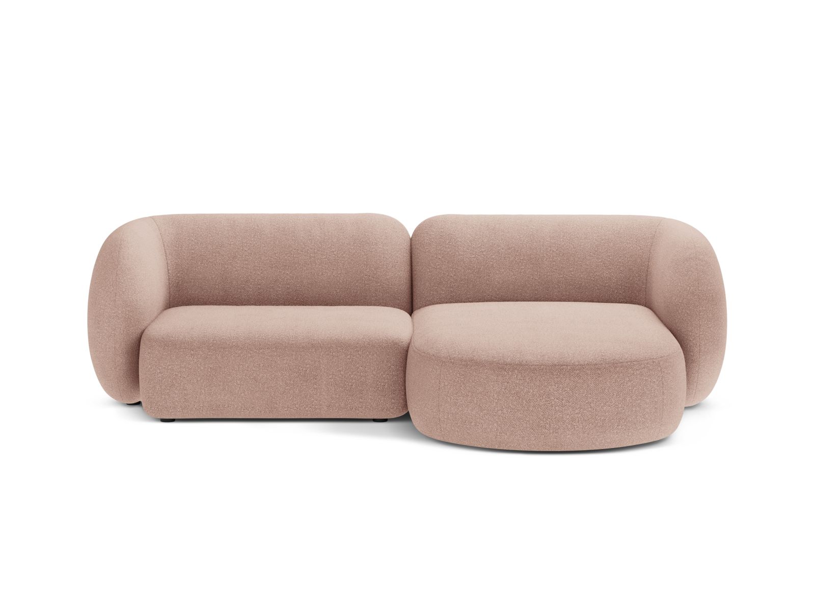 Boucle Modular Right Corner Sofa, "Kate", 2 Seats, 255x176x76
