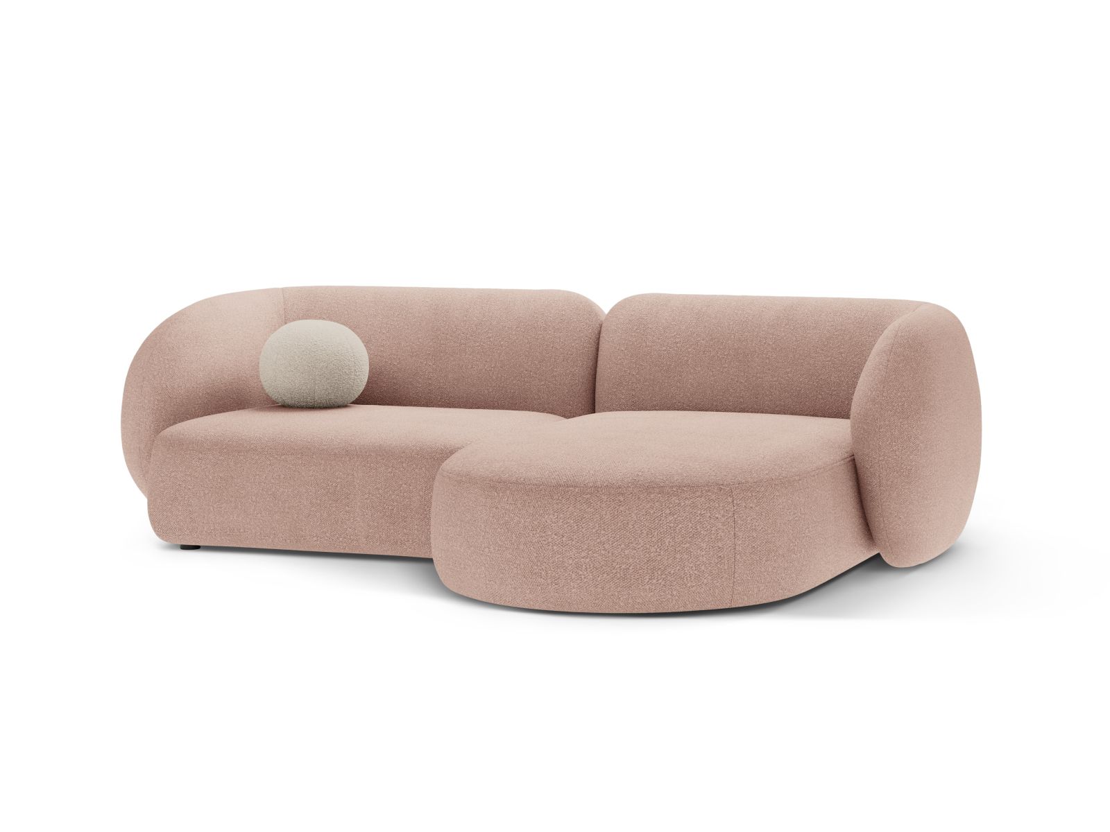 Boucle Modular Right Corner Sofa, "Kate", 2 Seats, 255x176x76