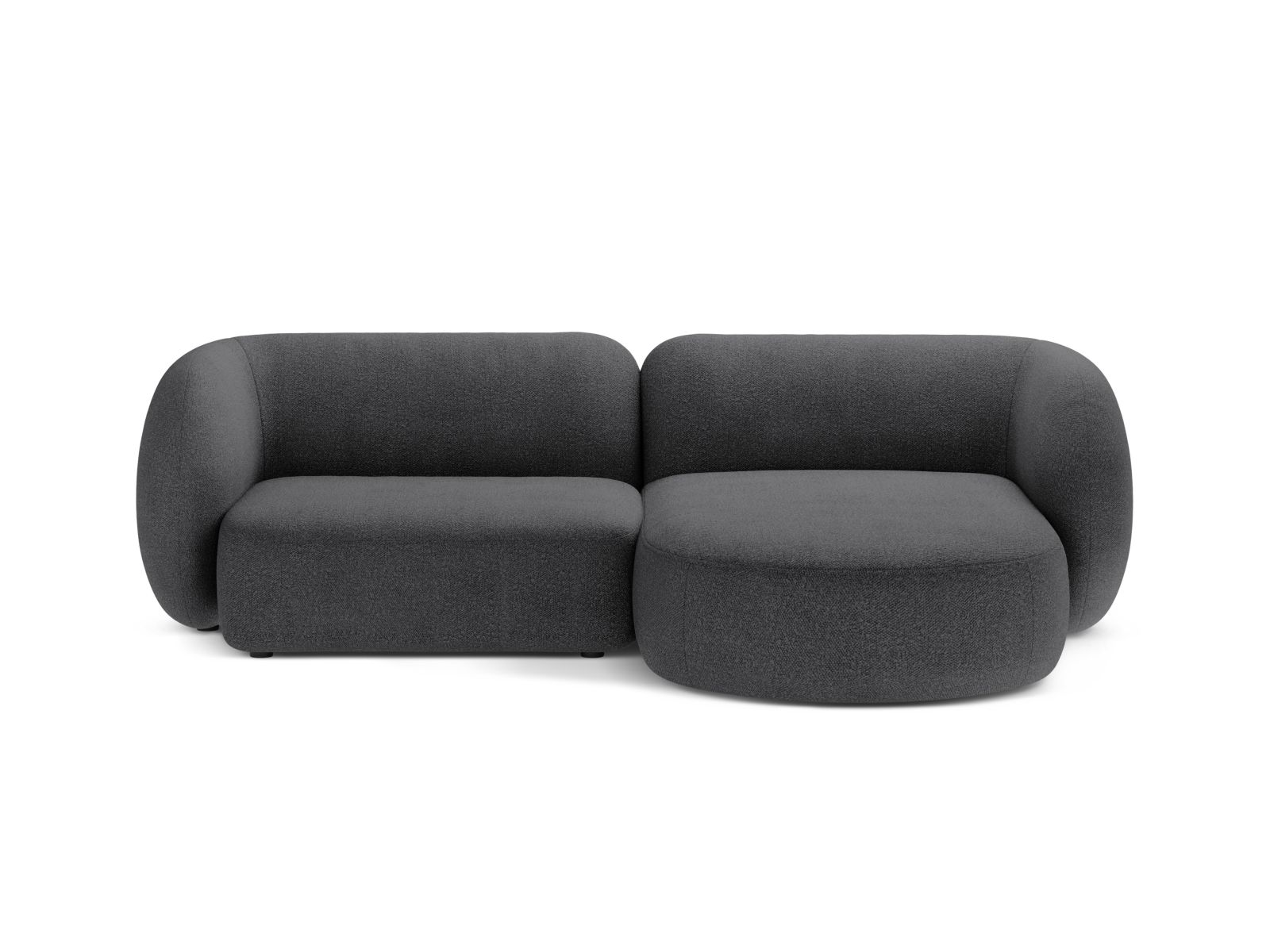 Boucle Modular Right Corner Sofa, "Kate", 2 Seats, 255x176x76