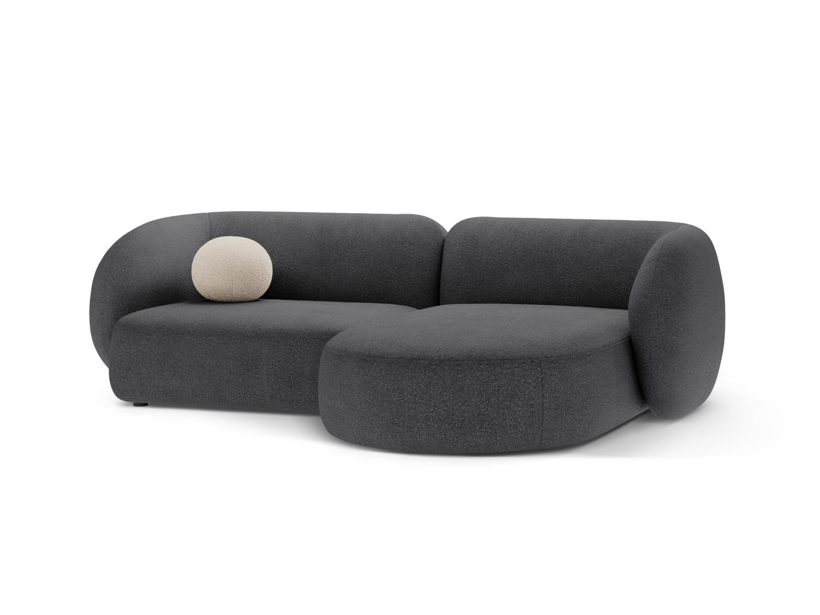 Boucle Modular Right Corner Sofa, "Kate", 2 Seats, 255x176x76