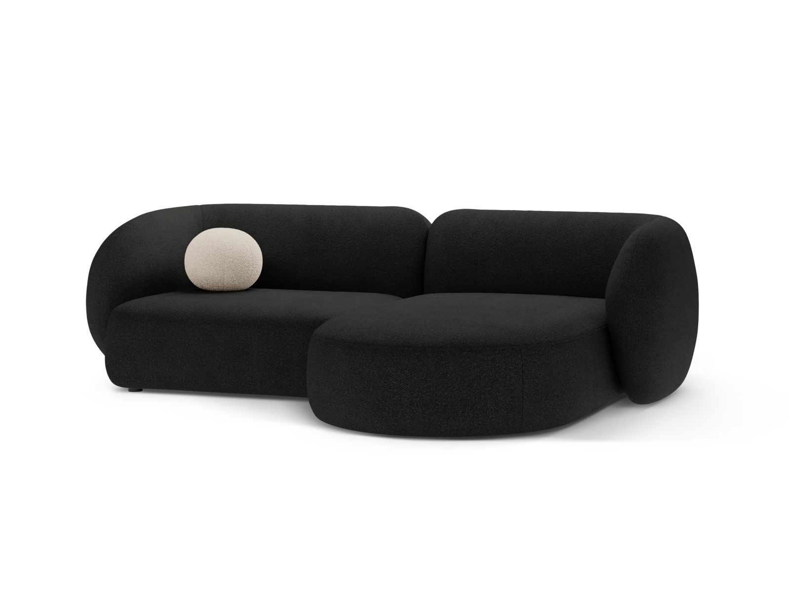 Boucle Modular Right Corner Sofa, "Kate", 2 Seats, 255x176x76