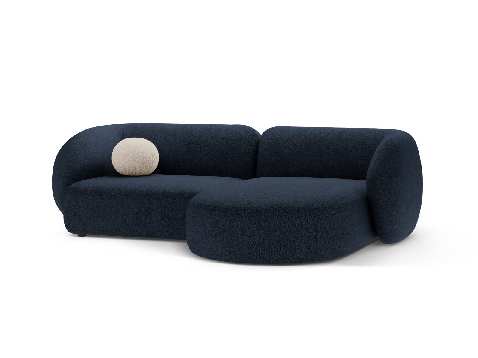 Boucle Modular Right Corner Sofa, "Kate", 2 Seats, 255x176x76