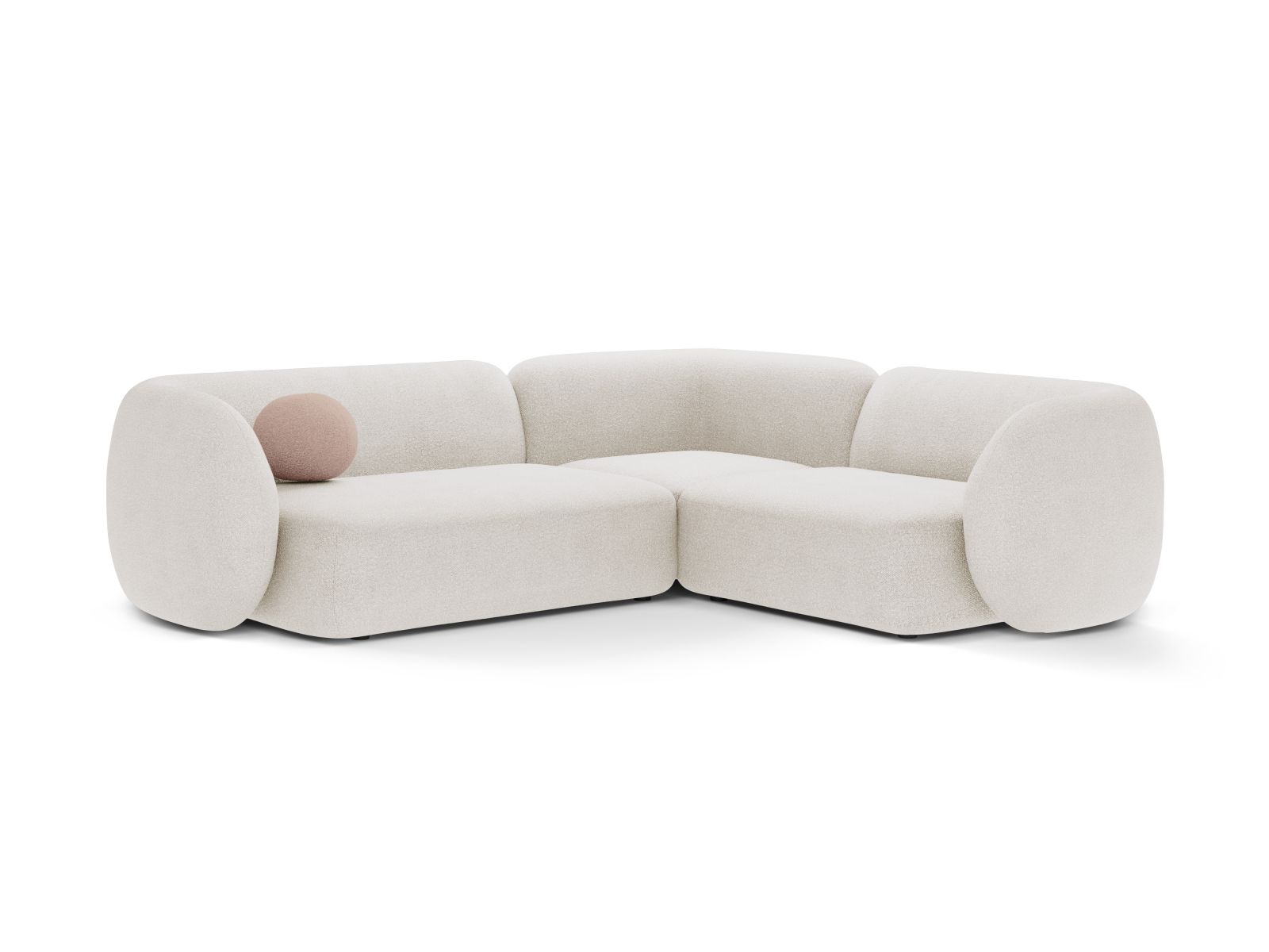 Boucle Modular Right Corner Sofa, "Kate", 4 Seats, 252x220x76