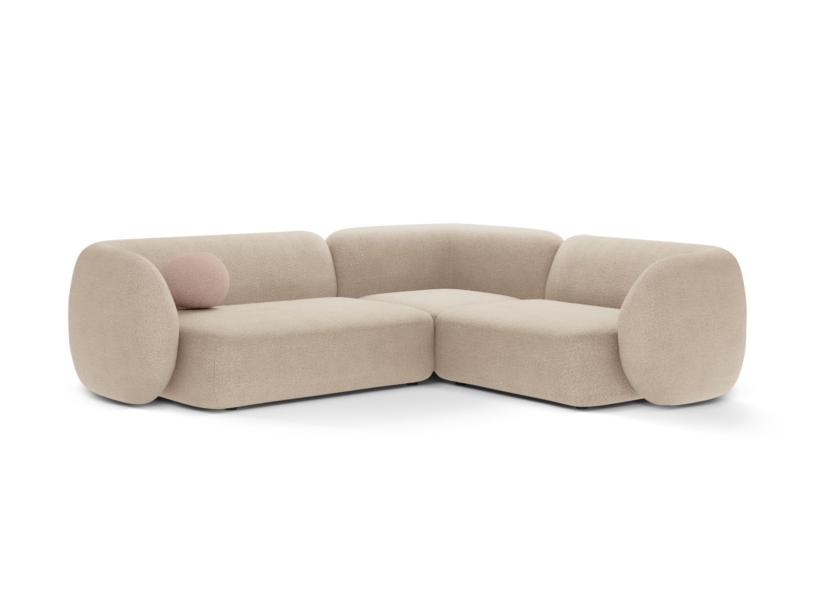 Boucle Modular Right Corner Sofa, "Kate", 4 Seats, 252x220x76