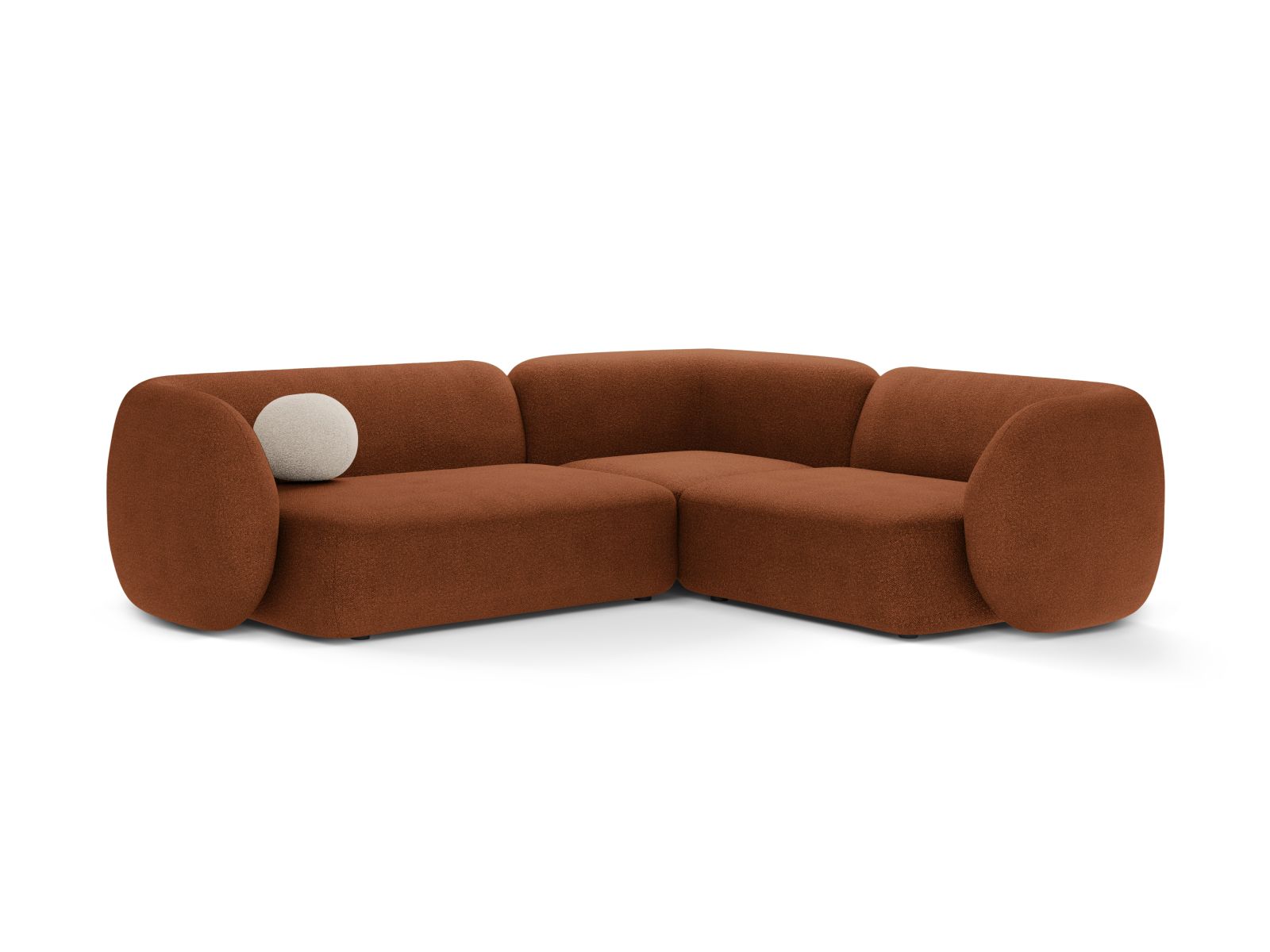 Boucle Modular Right Corner Sofa, "Kate", 4 Seats, 252x220x76