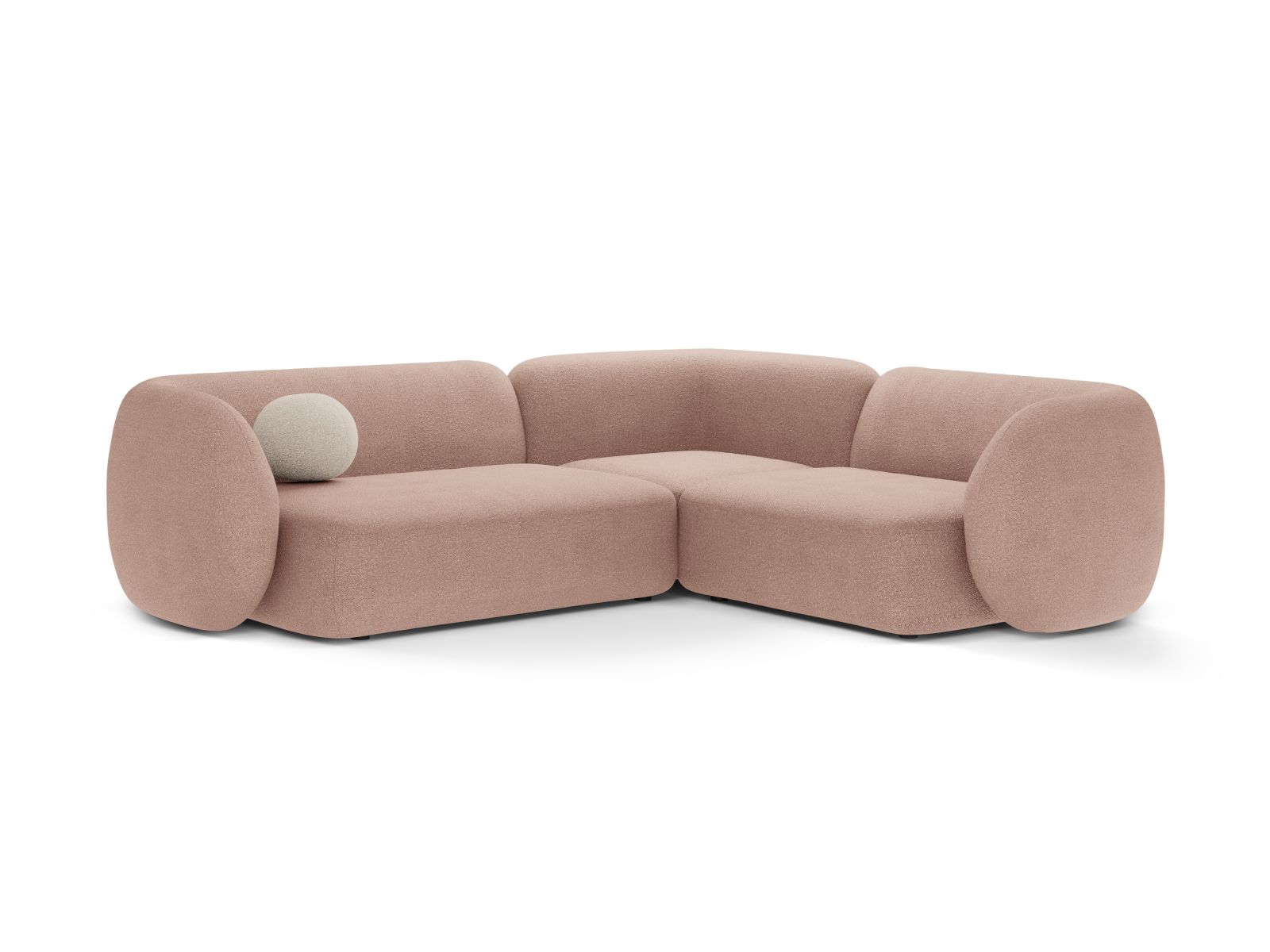 Boucle Modular Right Corner Sofa, "Kate", 4 Seats, 252x220x76