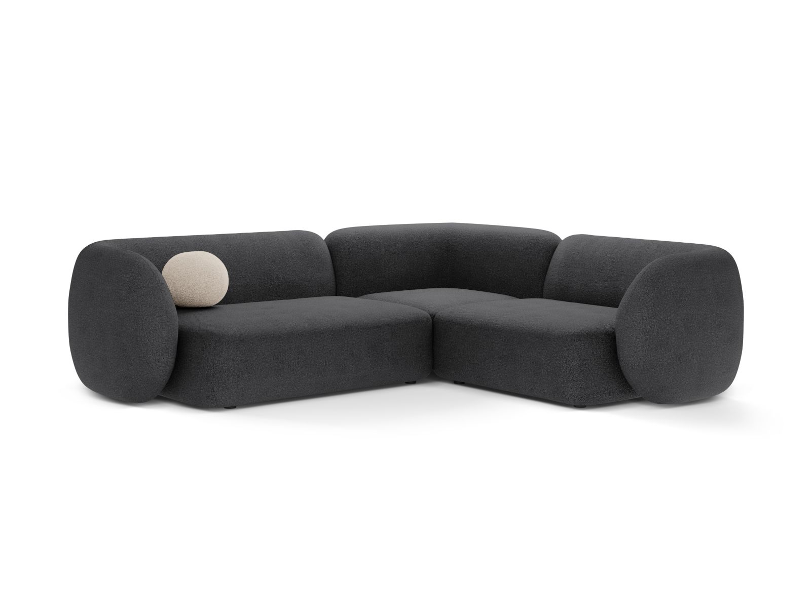 Boucle Modular Right Corner Sofa, "Kate", 4 Seats, 252x220x76