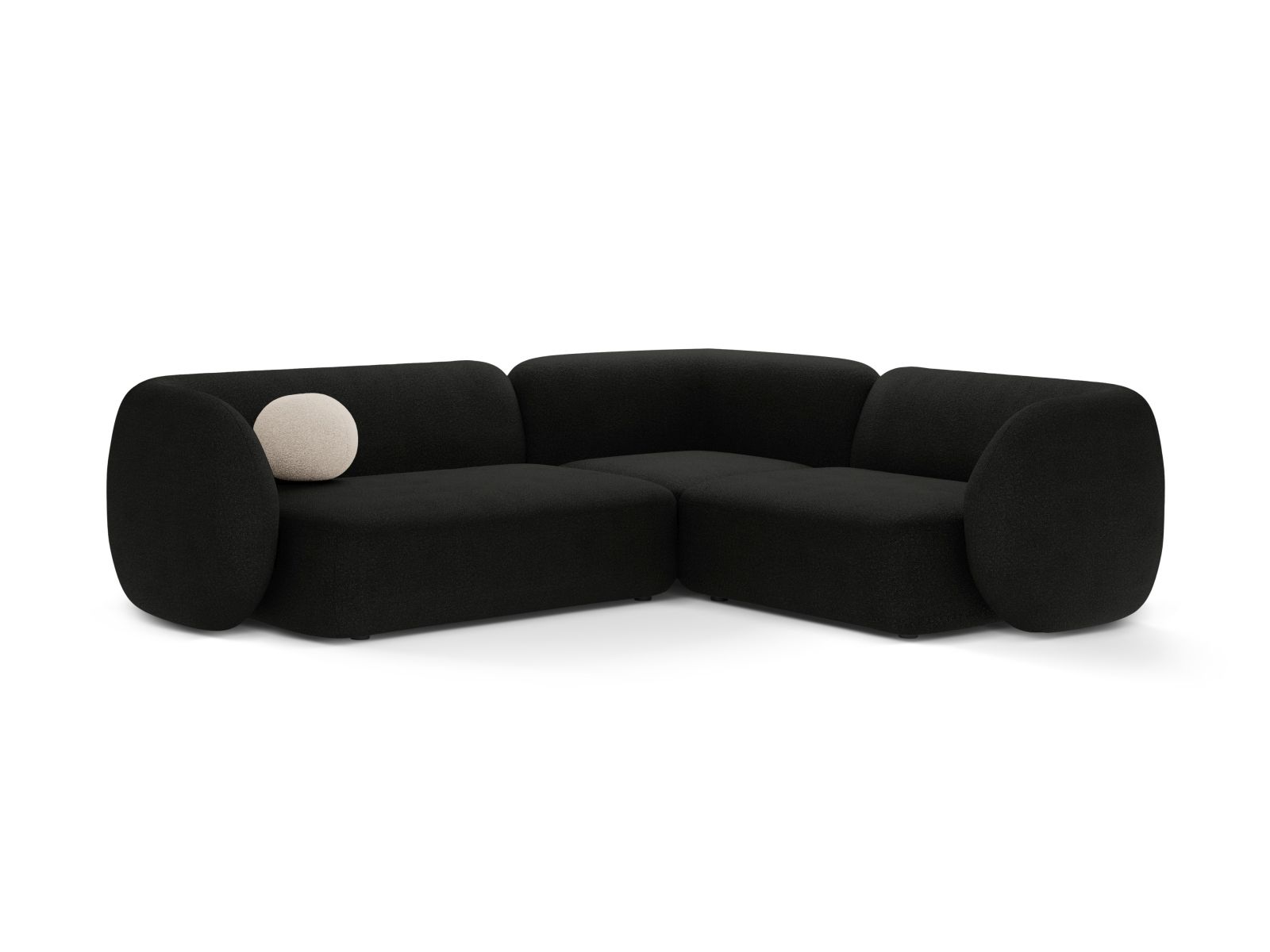 Boucle Modular Right Corner Sofa, "Kate", 4 Seats, 252x220x76