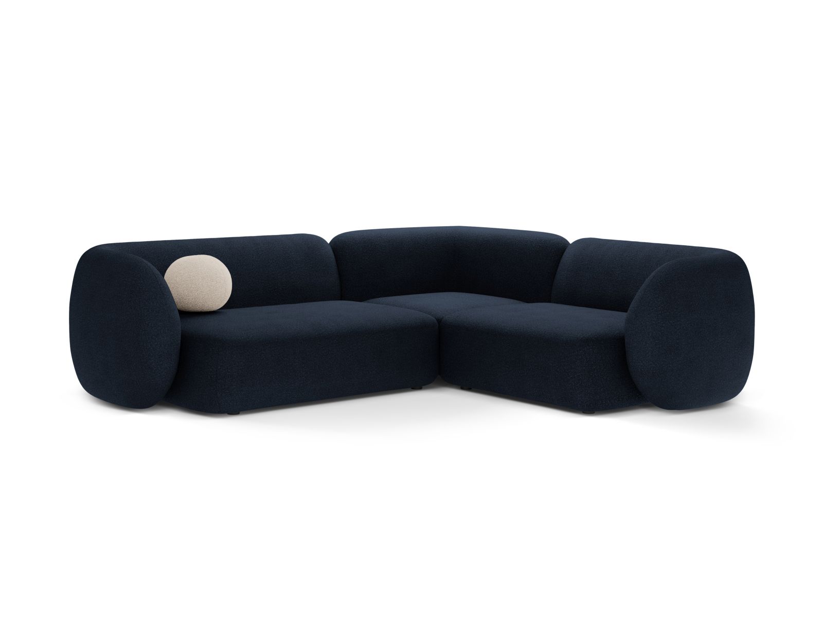 Boucle Modular Right Corner Sofa, "Kate", 4 Seats, 252x220x76