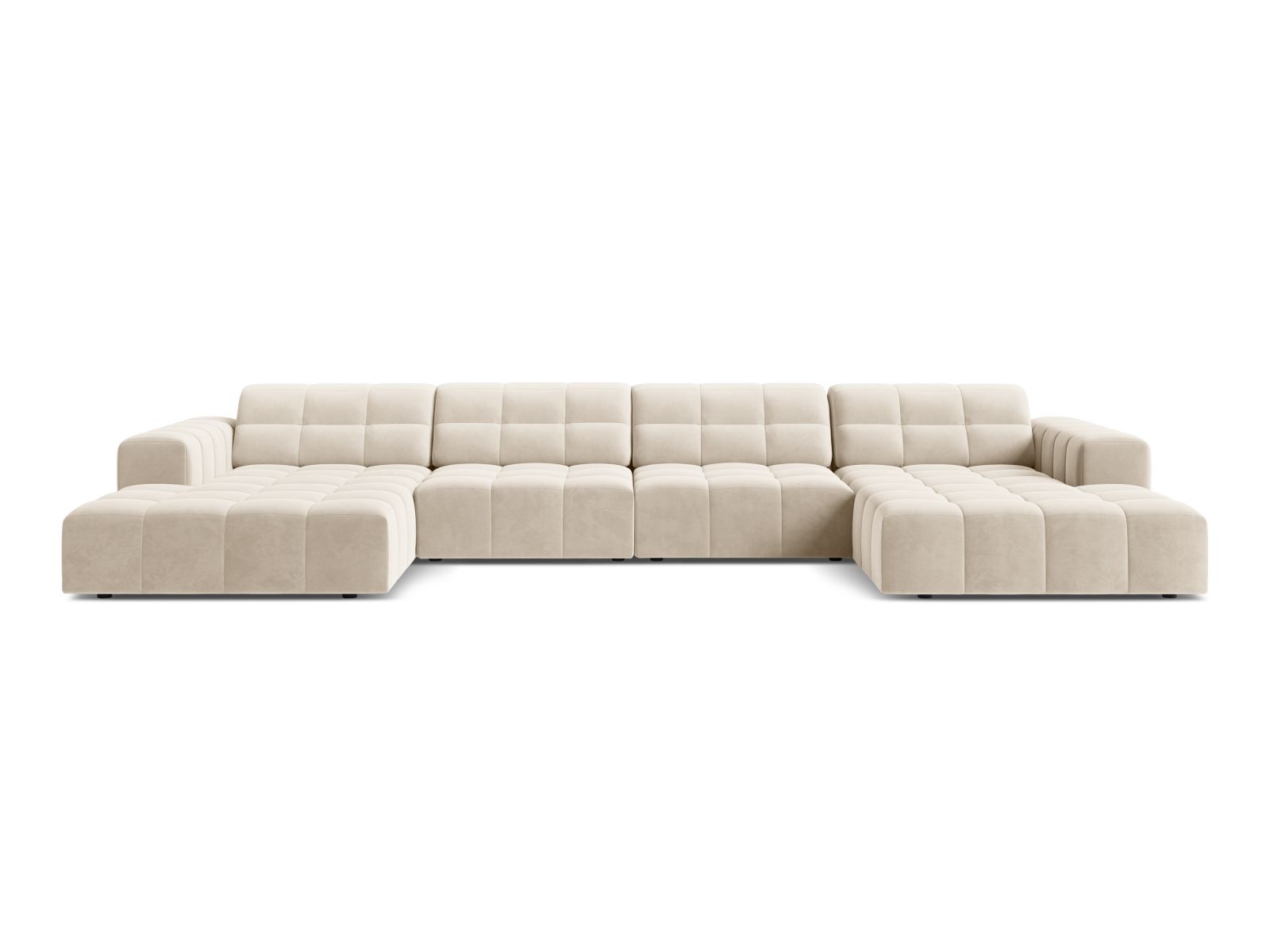 Velvet Panoramic Sofa, "Jennifer", 6 Seats, 375x167x78