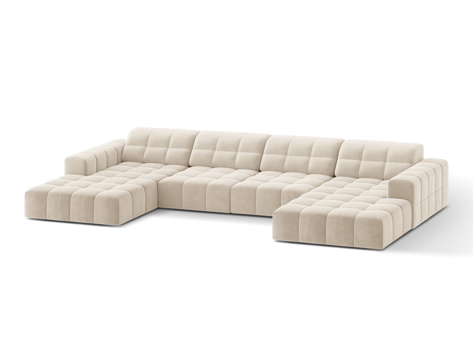 Velvet Panoramic Sofa, "Jennifer", 6 Seats, 375x167x78