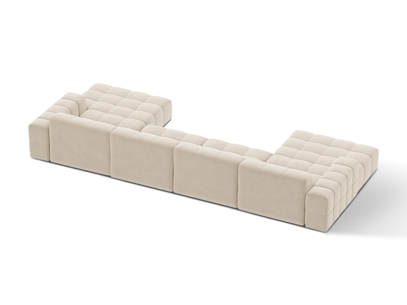 Velvet Panoramic Sofa, "Jennifer", 6 Seats, 375x167x78