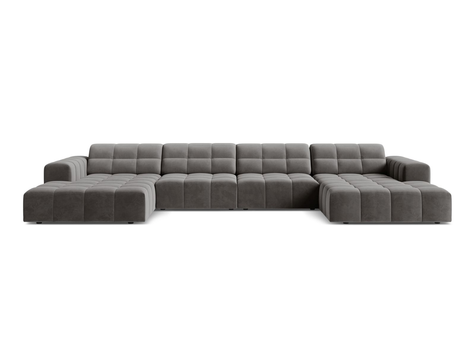 Velvet Panoramic Sofa, "Jennifer", 6 Seats, 375x167x78