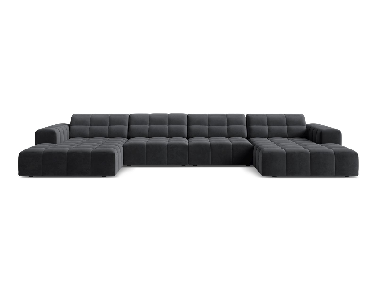 Velvet Panoramic Sofa, "Jennifer", 6 Seats, 375x167x78