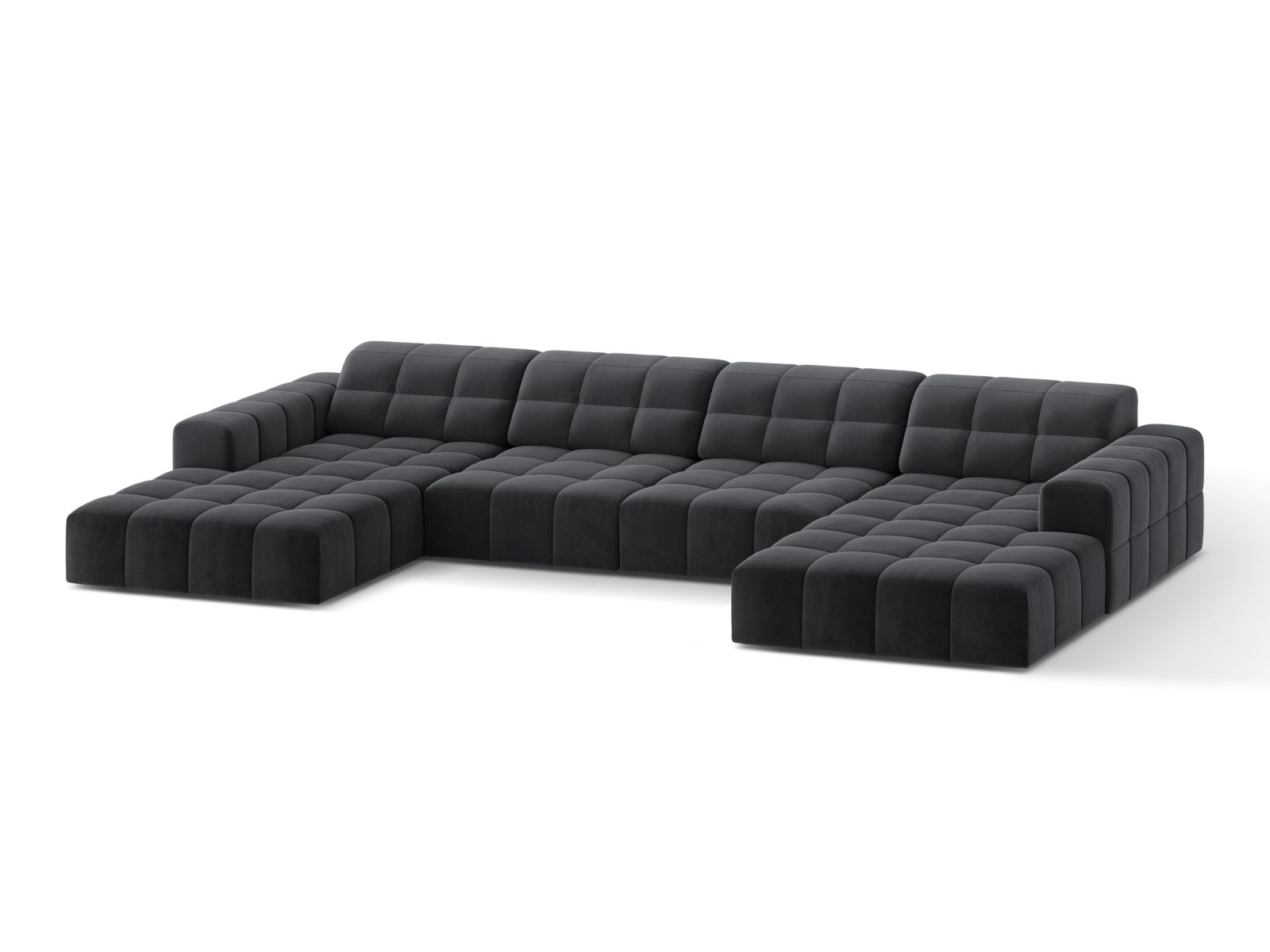 Velvet Panoramic Sofa, "Jennifer", 6 Seats, 375x167x78