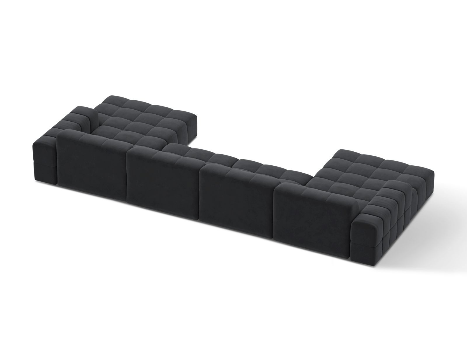 Velvet Panoramic Sofa, "Jennifer", 6 Seats, 375x167x78