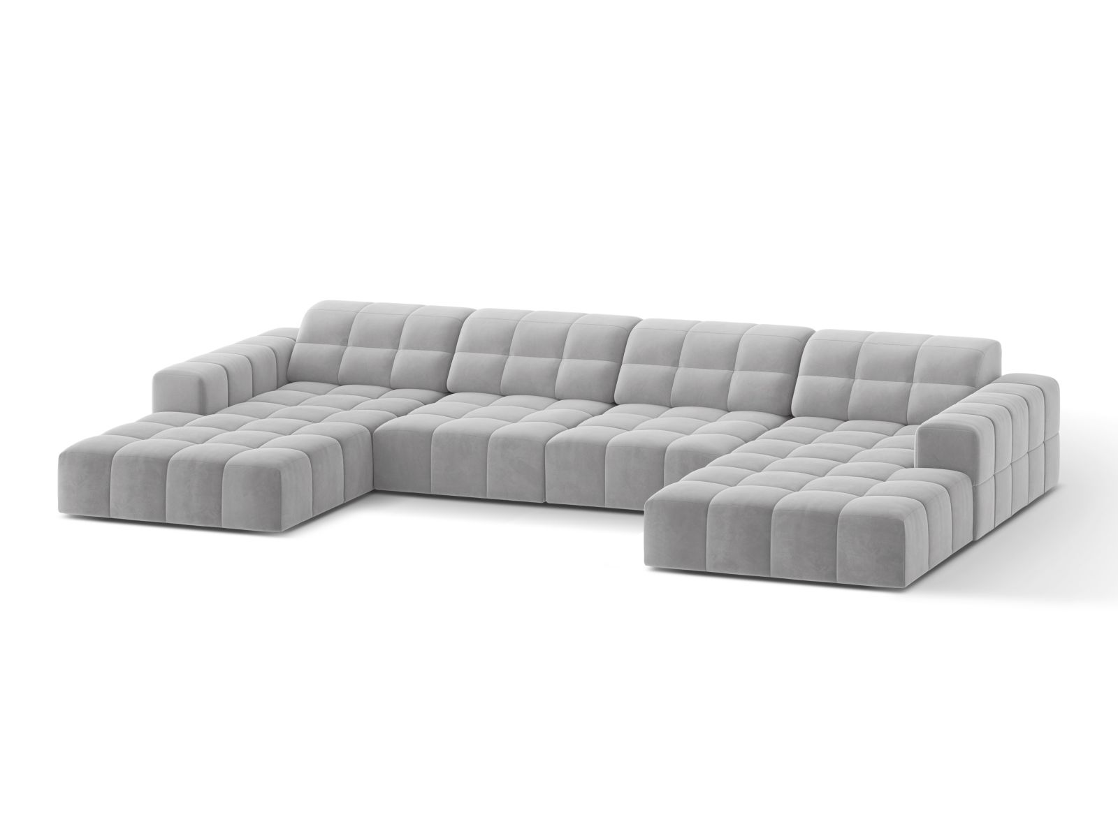 Velvet Panoramic Sofa, "Jennifer", 6 Seats, 375x167x78