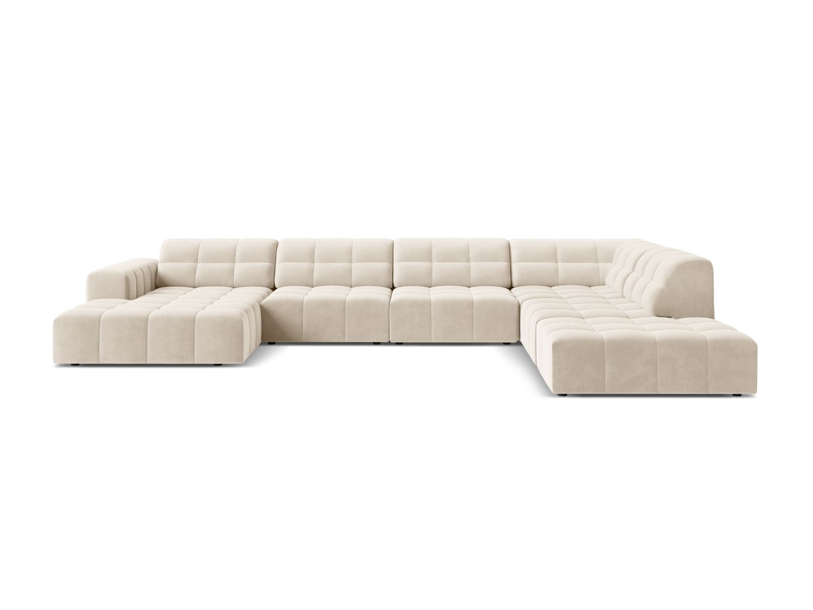 Velvet Panoramic Right Corner Sofa, "Jennifer", 7 Seats, 375x263x78