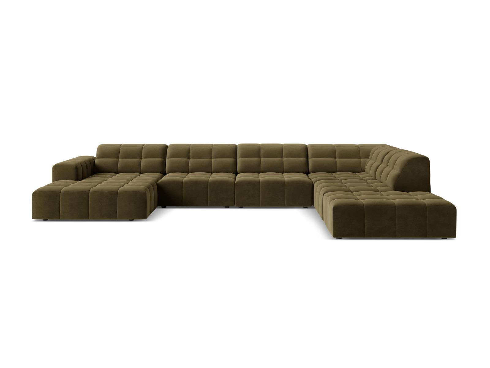 Velvet Panoramic Right Corner Sofa, "Jennifer", 7 Seats, 375x263x78