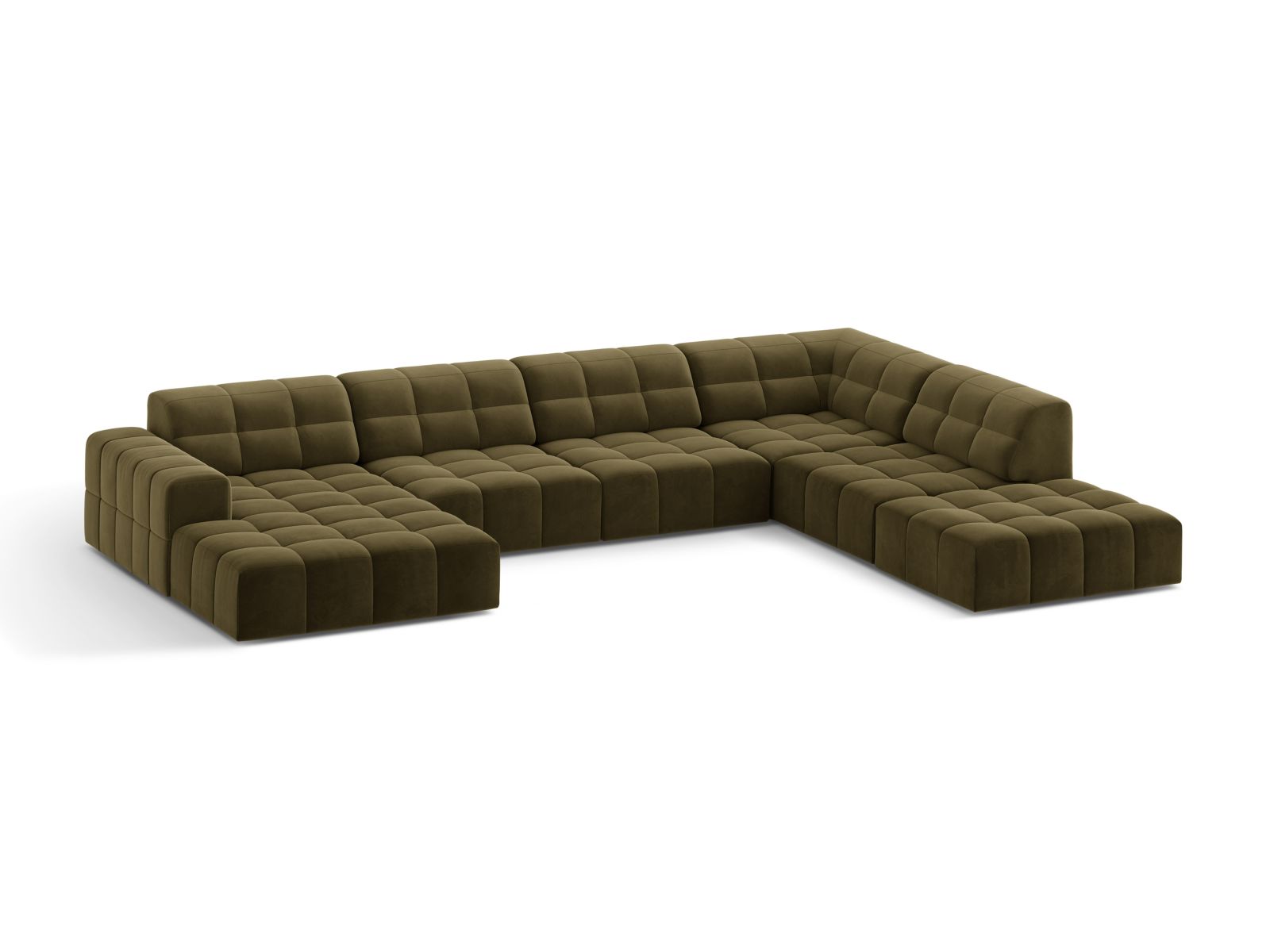 Velvet Panoramic Right Corner Sofa, "Jennifer", 7 Seats, 375x263x78