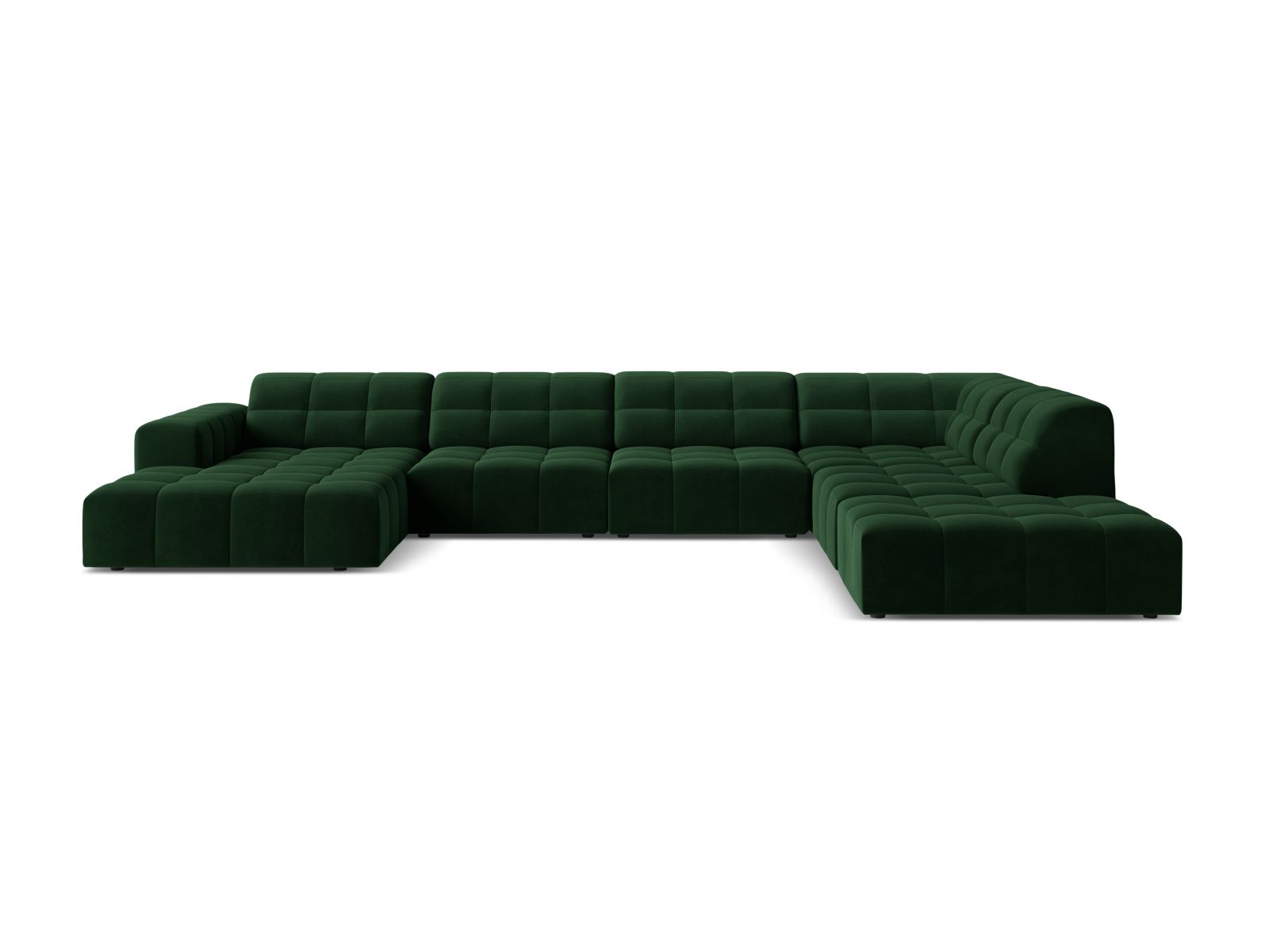 Velvet Panoramic Right Corner Sofa, "Jennifer", 7 Seats, 375x263x78