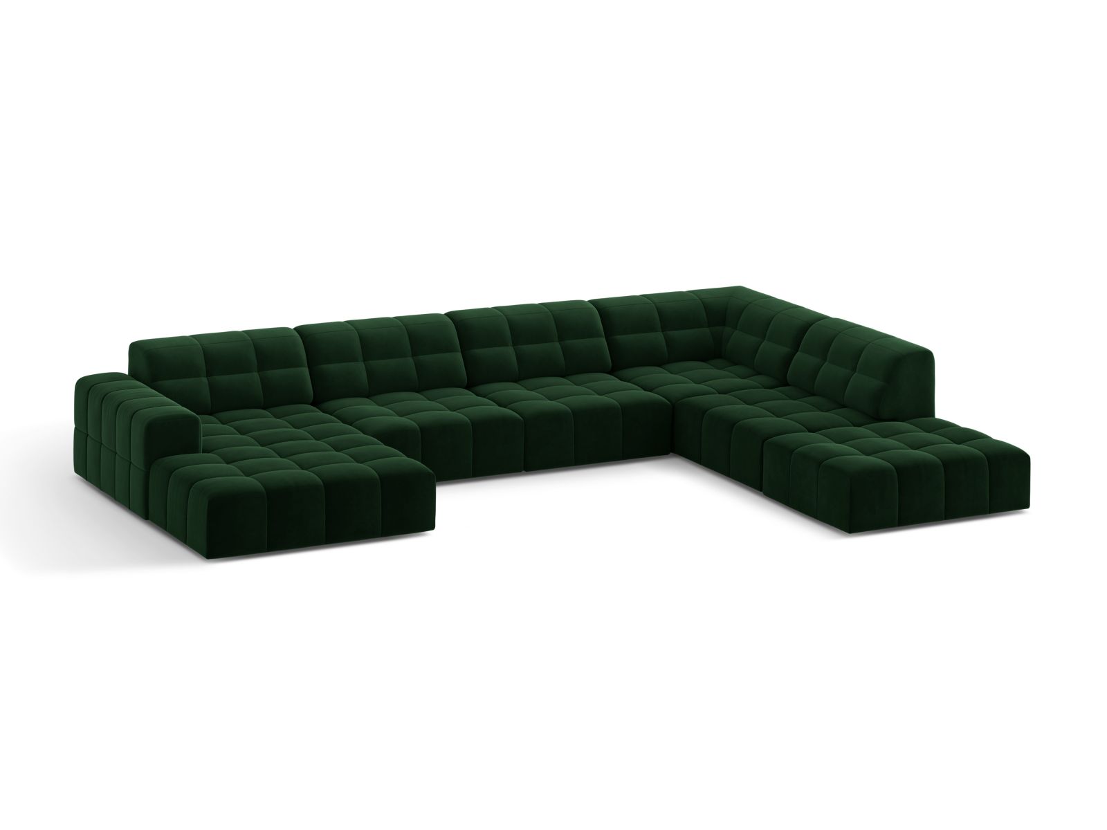 Velvet Panoramic Right Corner Sofa, "Jennifer", 7 Seats, 375x263x78