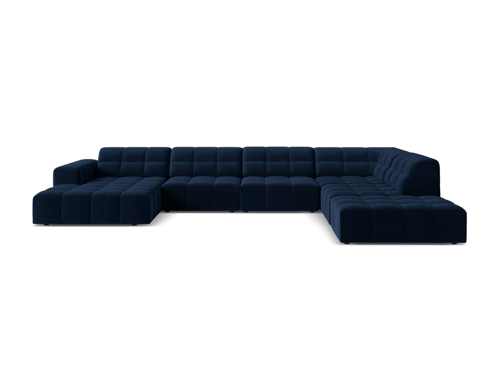 Velvet Panoramic Right Corner Sofa, "Jennifer", 7 Seats, 375x263x78