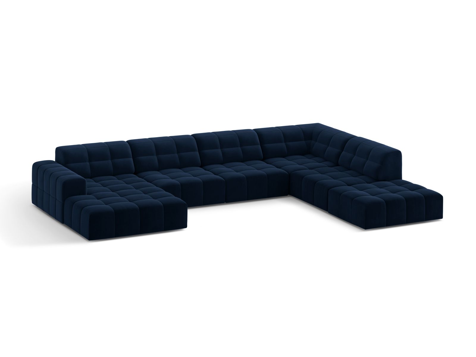 Velvet Panoramic Right Corner Sofa, "Jennifer", 7 Seats, 375x263x78