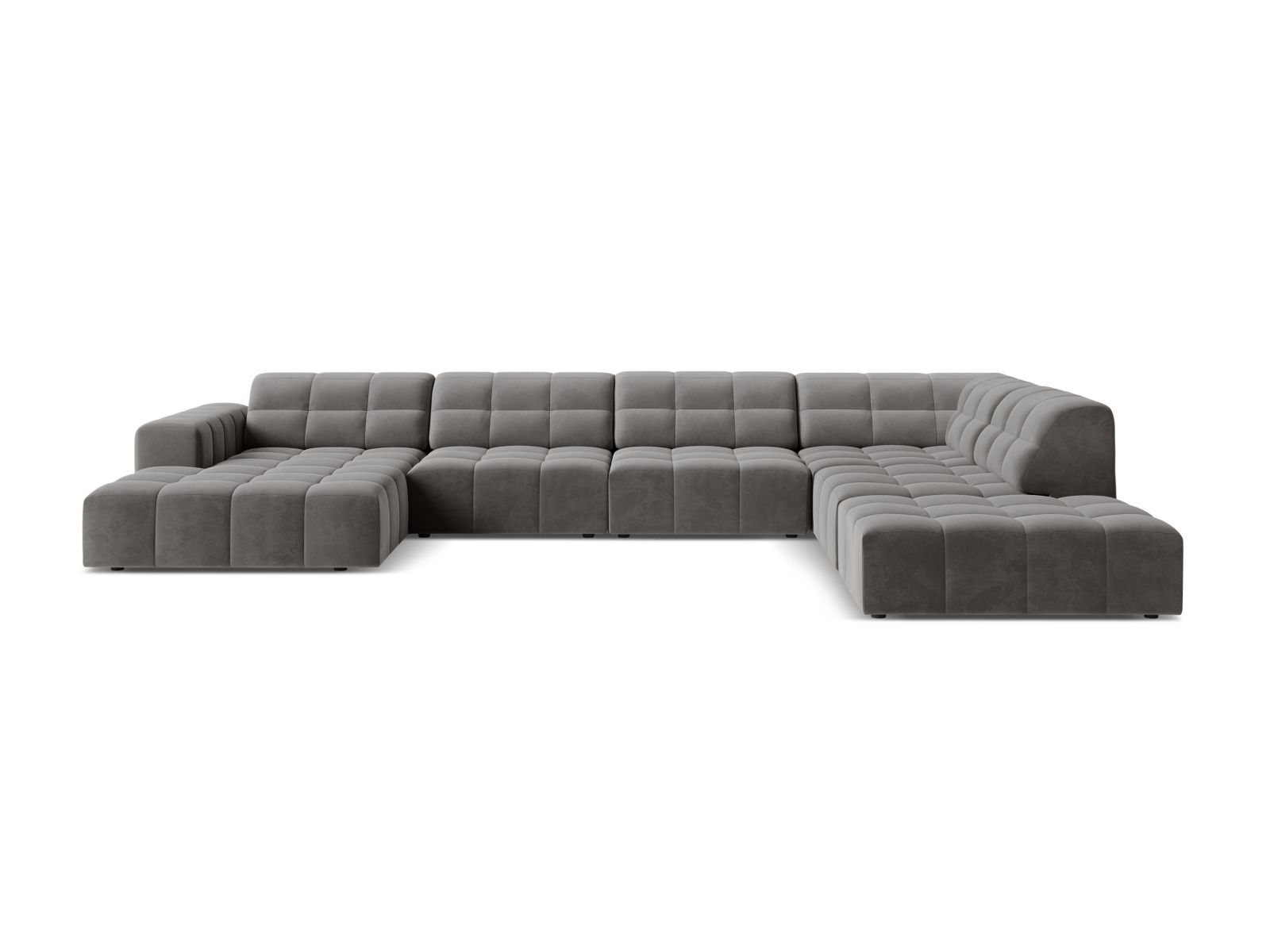 Velvet Panoramic Right Corner Sofa, "Jennifer", 7 Seats, 375x263x78