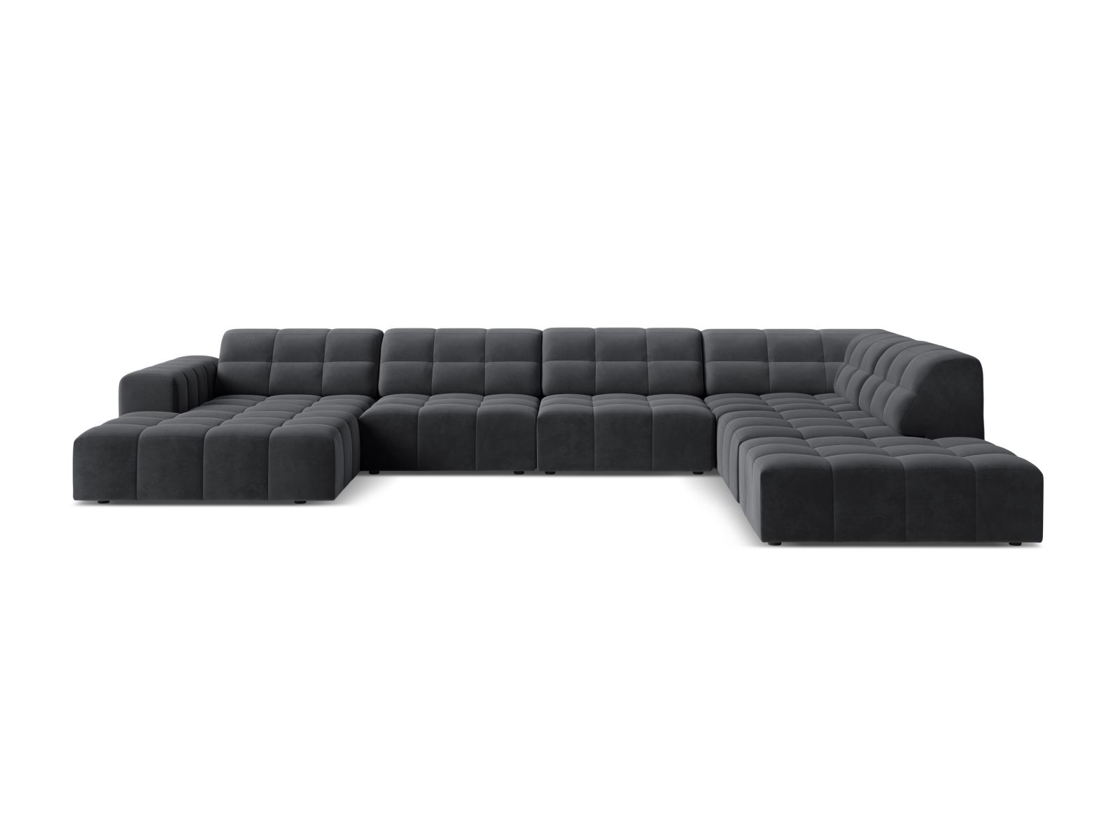 Velvet Panoramic Right Corner Sofa, "Jennifer", 7 Seats, 375x263x78