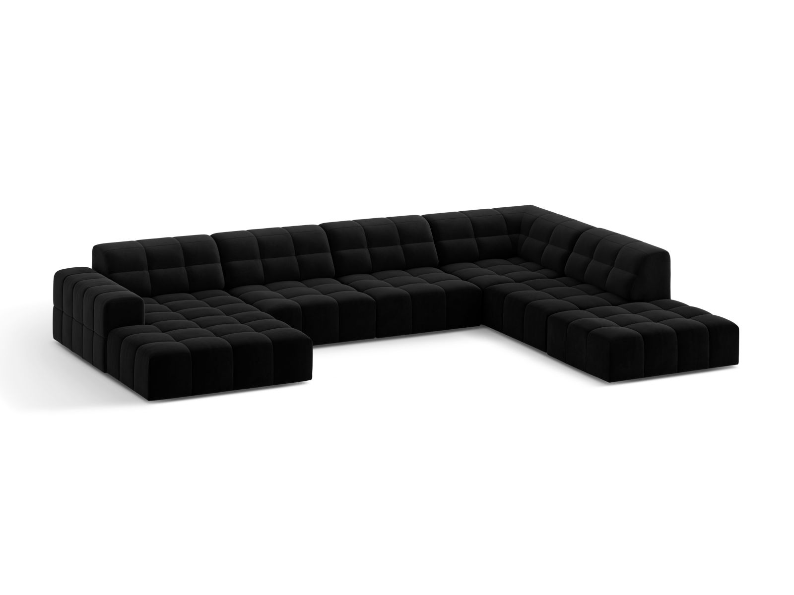 Velvet Panoramic Right Corner Sofa, "Jennifer", 7 Seats, 375x263x78