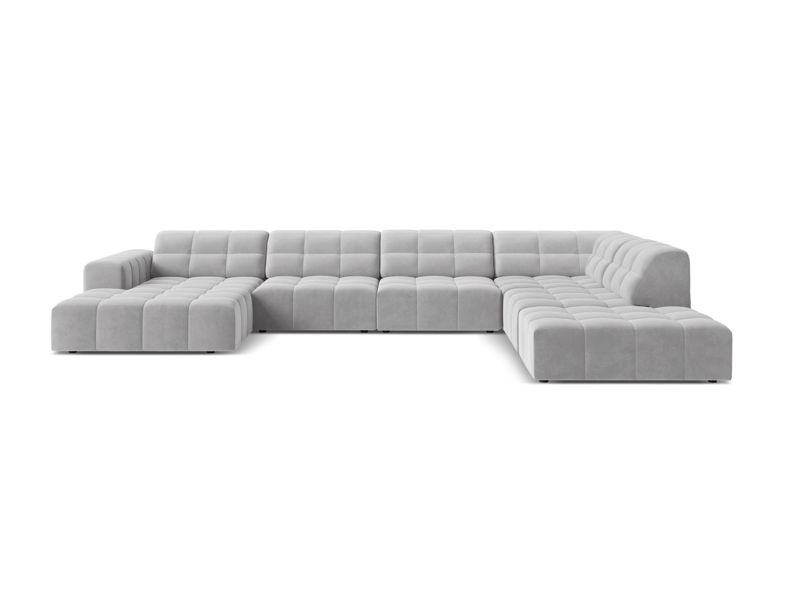 Velvet Panoramic Right Corner Sofa, "Jennifer", 7 Seats, 375x263x78