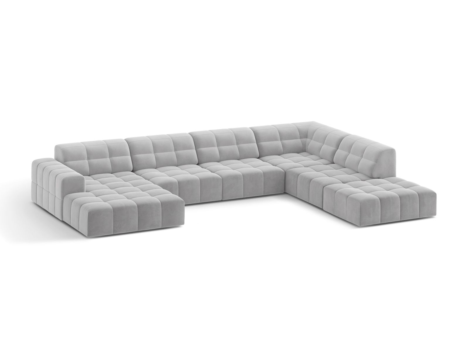 Velvet Panoramic Right Corner Sofa, "Jennifer", 7 Seats, 375x263x78