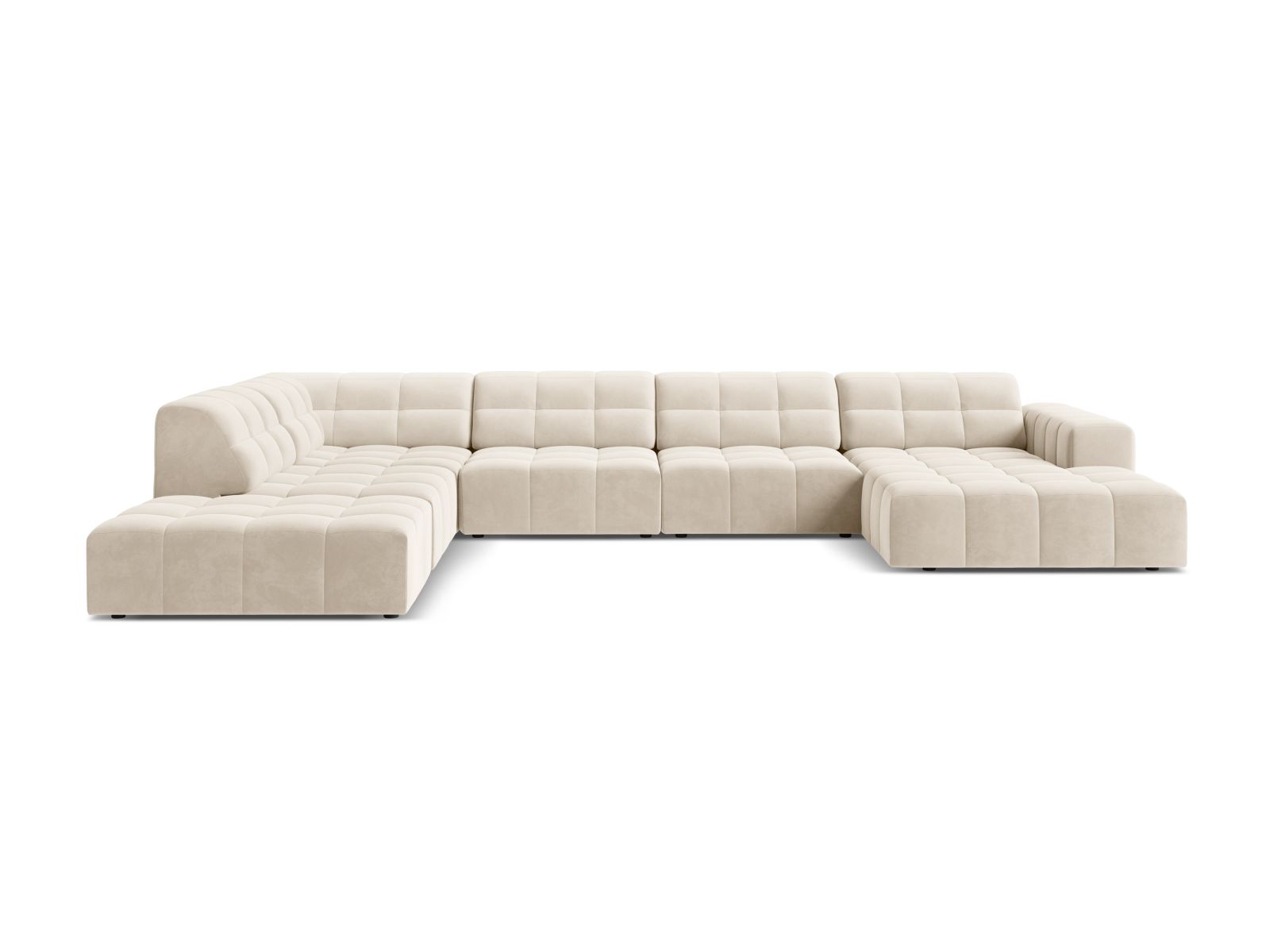 Velvet Panoramic Left Corner Sofa, "Jennifer", 7 Seats, 375x263x78