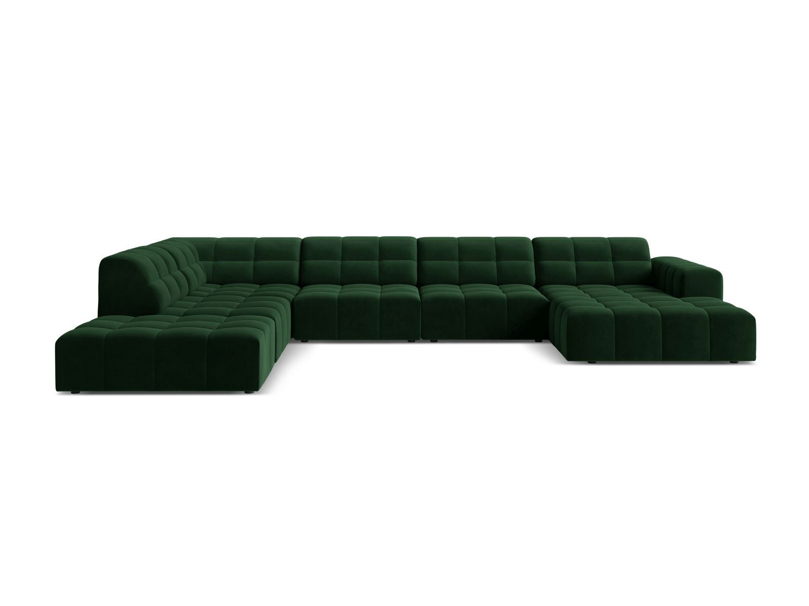 Velvet Panoramic Left Corner Sofa, "Jennifer", 7 Seats, 375x263x78