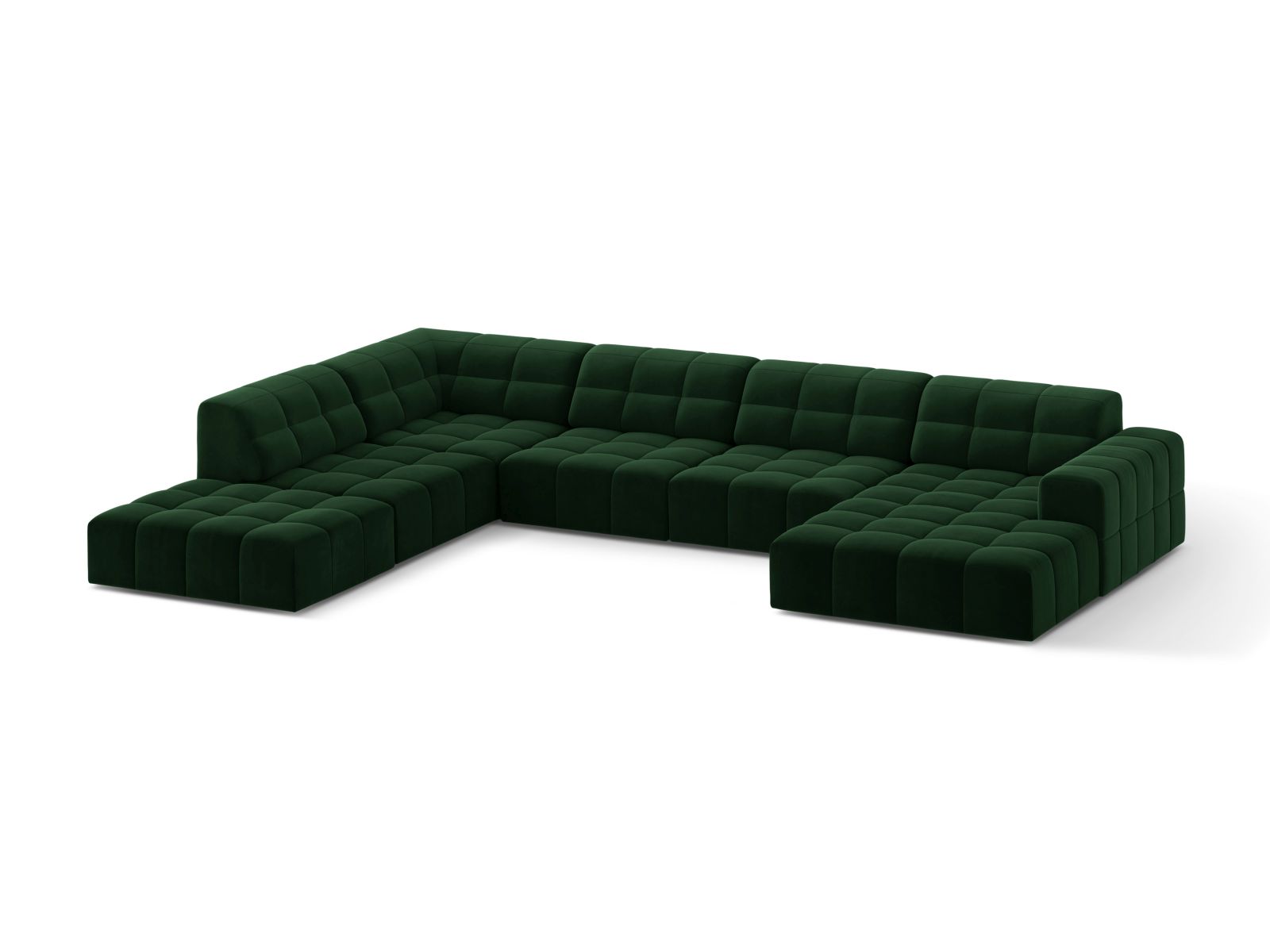 Velvet Panoramic Left Corner Sofa, "Jennifer", 7 Seats, 375x263x78