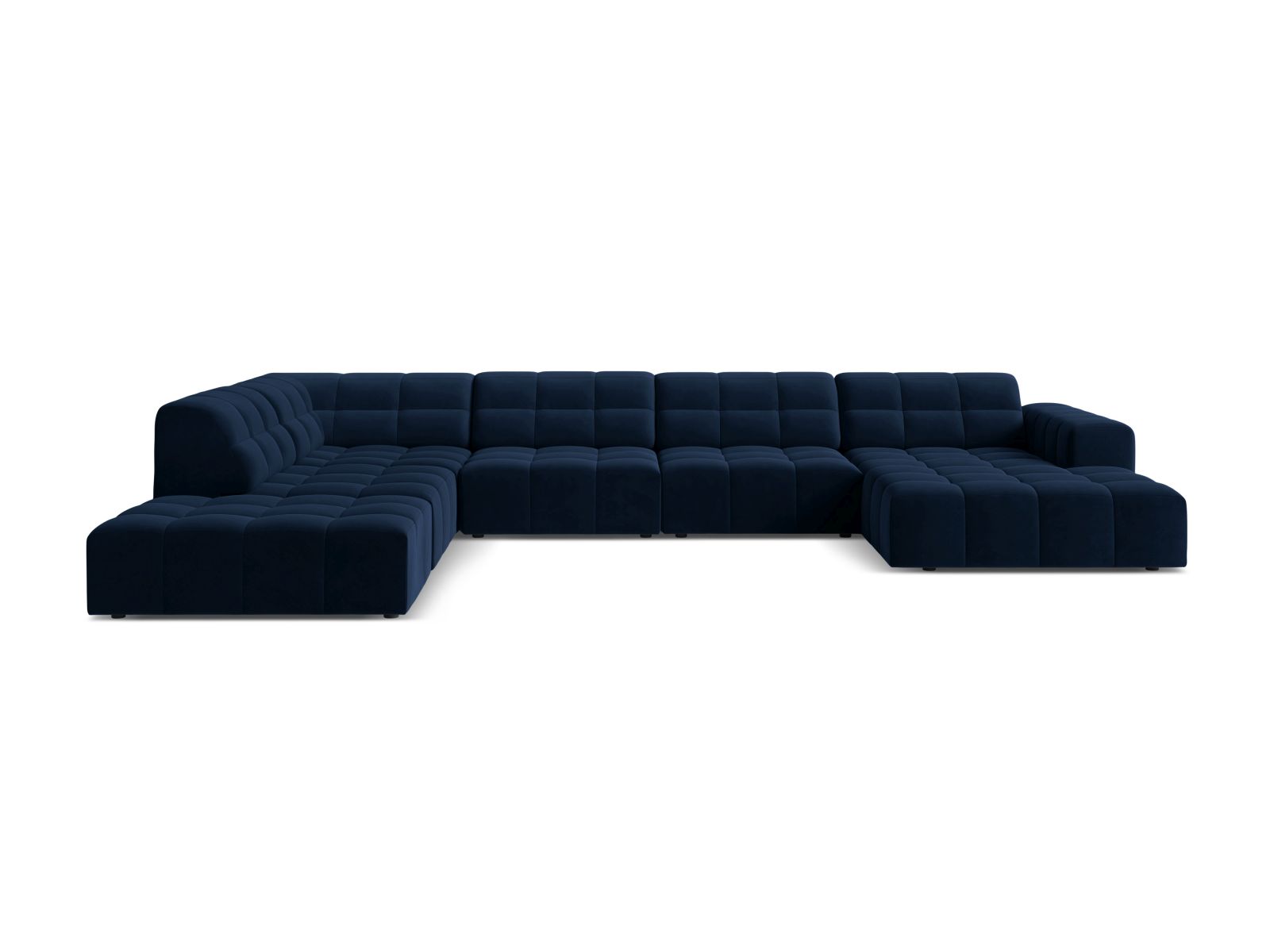 Velvet Panoramic Left Corner Sofa, "Jennifer", 7 Seats, 375x263x78