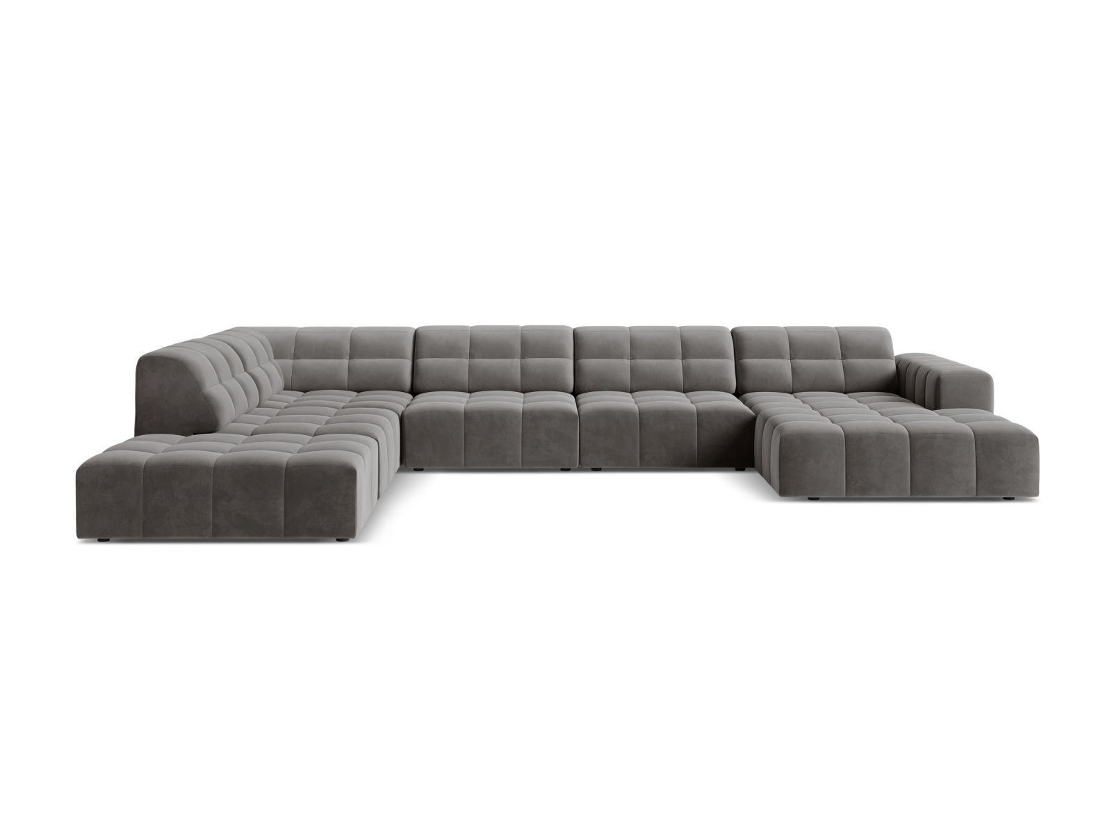 Velvet Panoramic Left Corner Sofa, "Jennifer", 7 Seats, 375x263x78