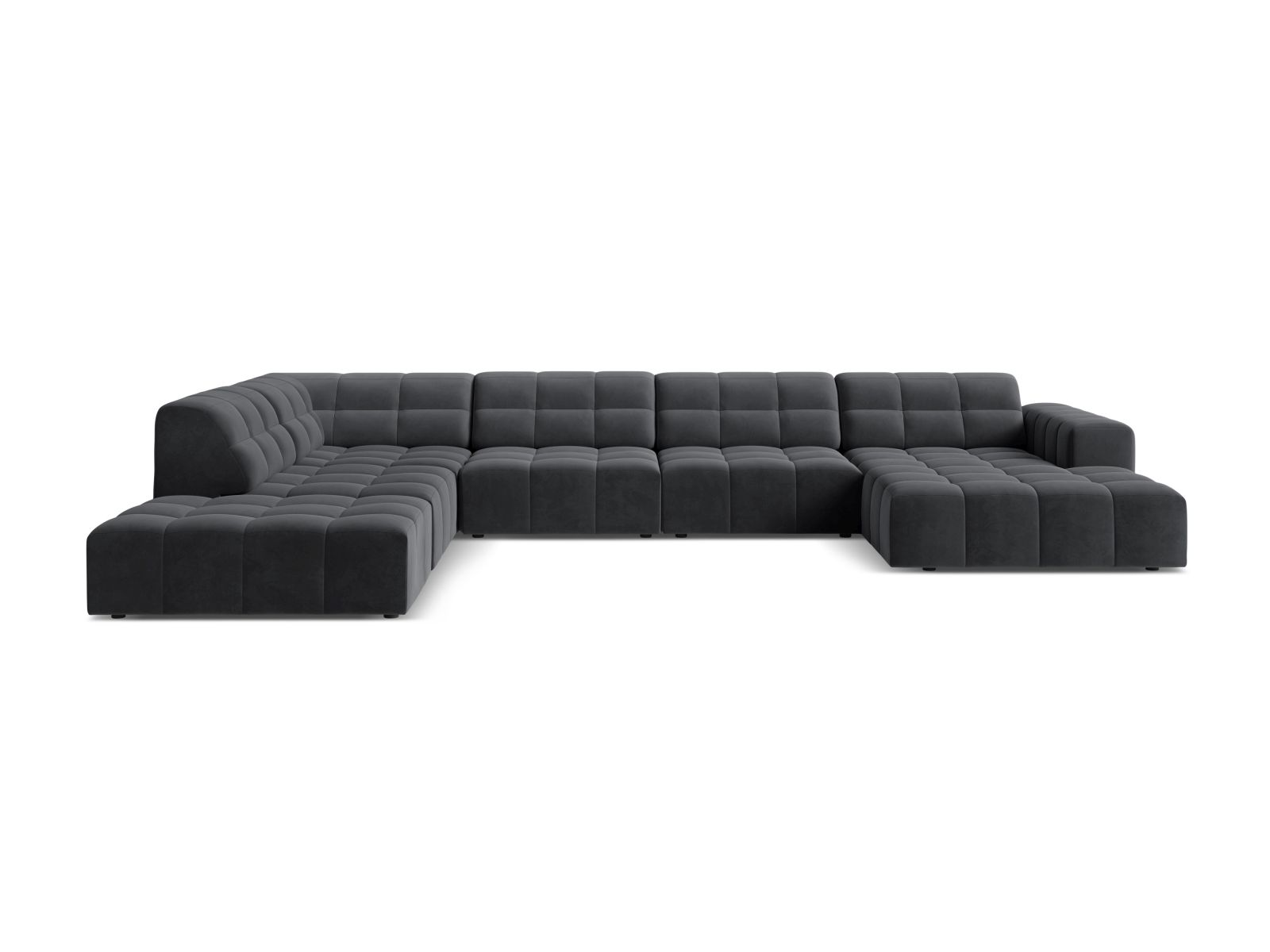 Velvet Panoramic Left Corner Sofa, "Jennifer", 7 Seats, 375x263x78