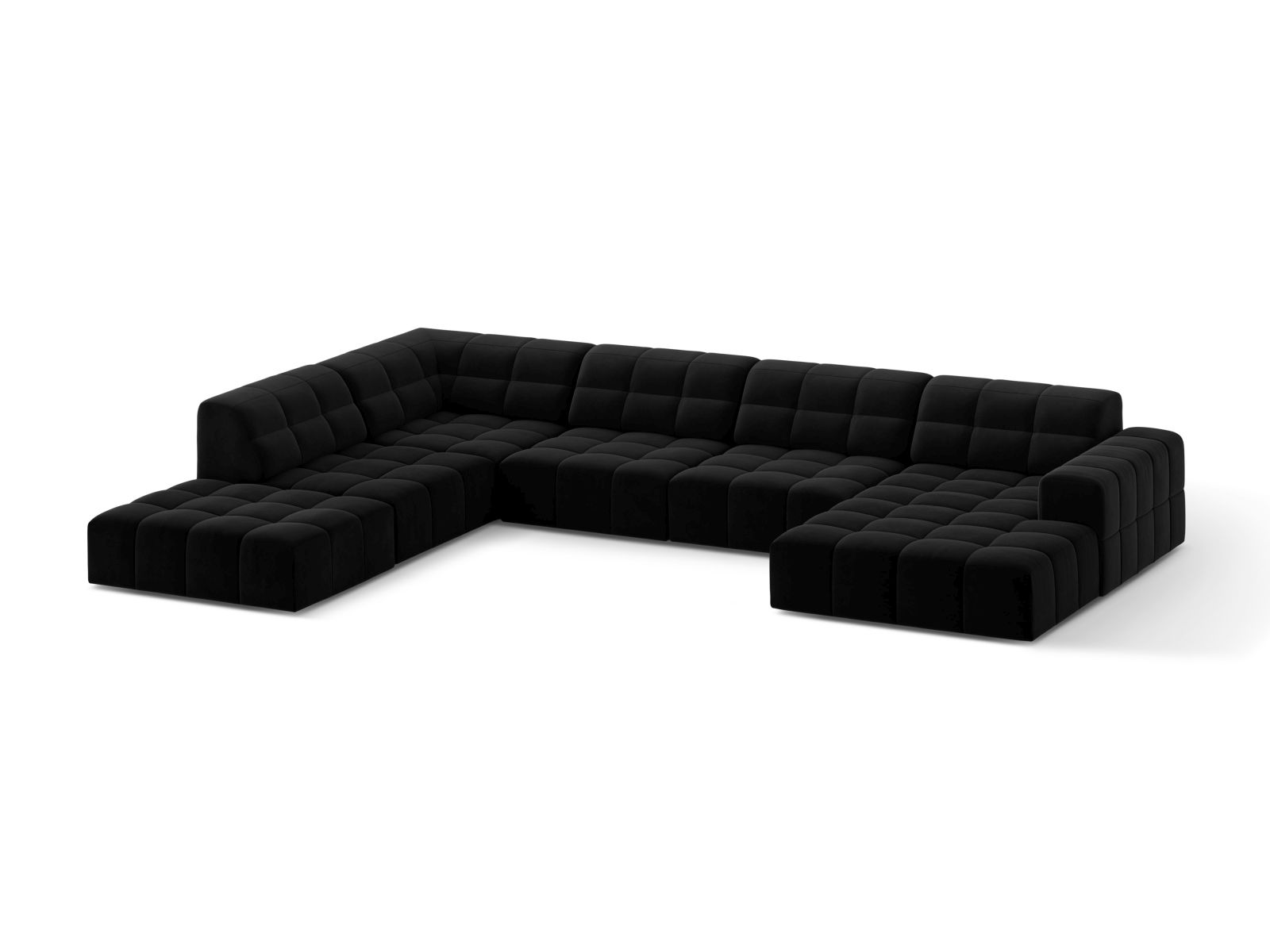 Velvet Panoramic Left Corner Sofa, "Jennifer", 7 Seats, 375x263x78