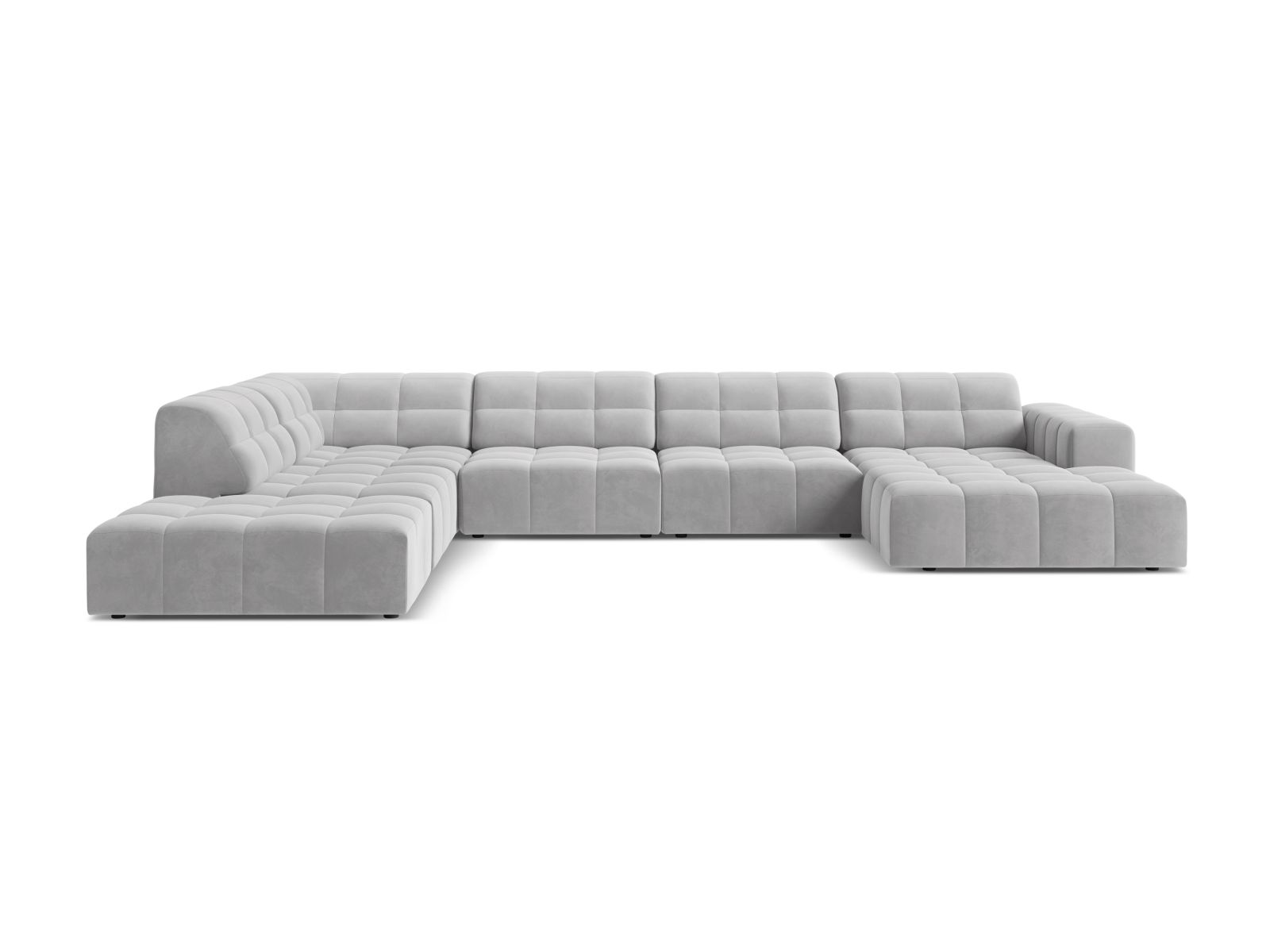 Velvet Panoramic Left Corner Sofa, "Jennifer", 7 Seats, 375x263x78