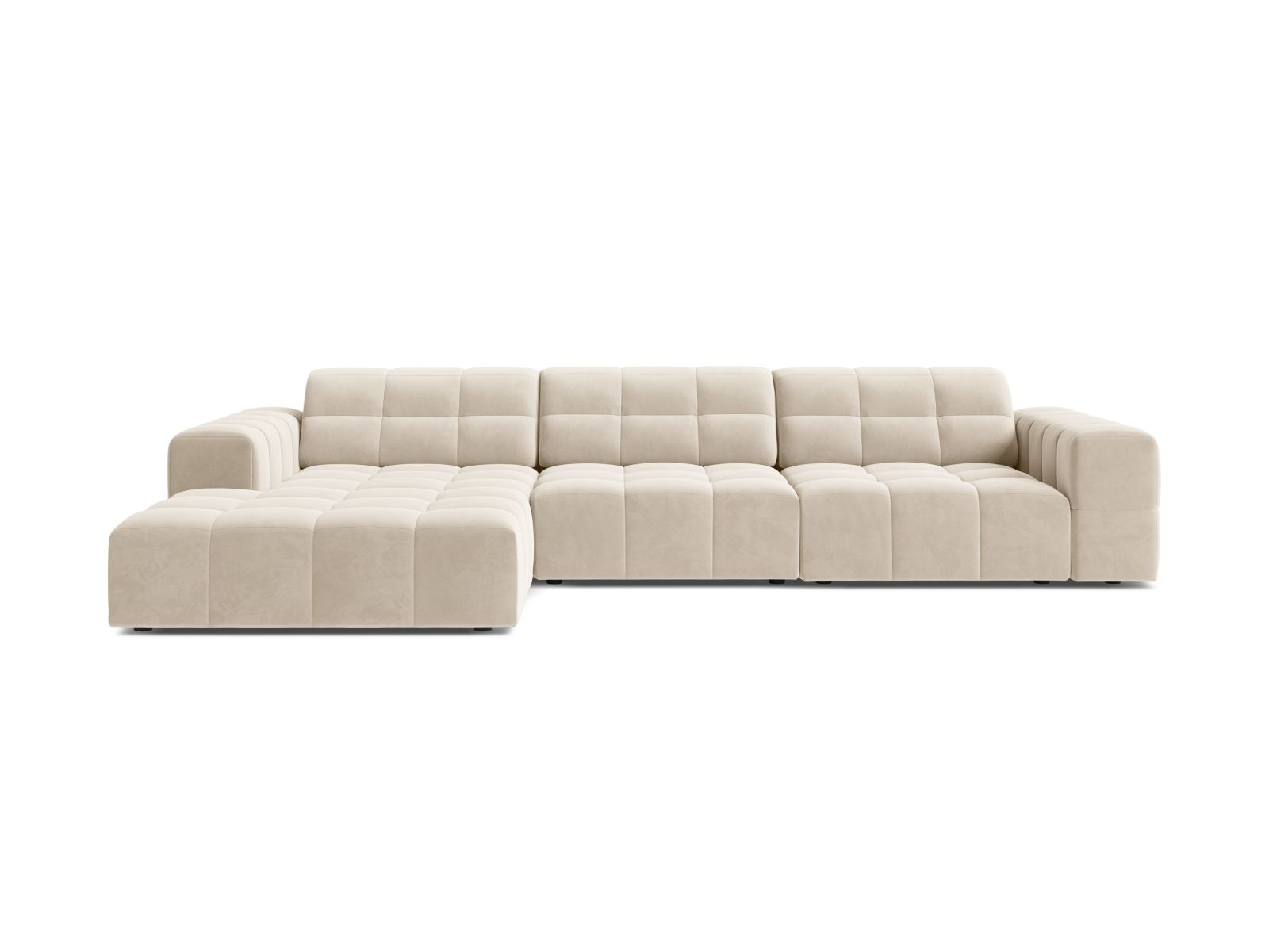 Velvet Left Corner Sofa, "Jennifer", 4 Seats, 294x167x78