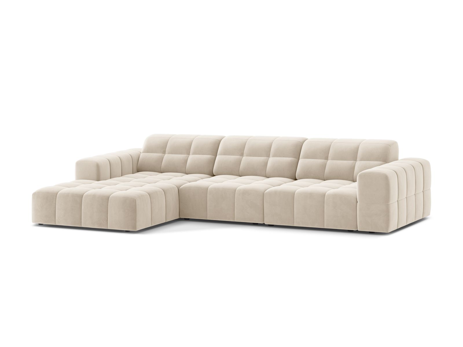 Velvet Left Corner Sofa, "Jennifer", 4 Seats, 294x167x78