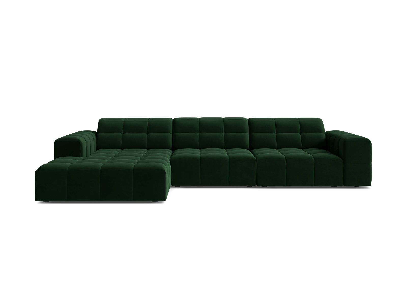 Velvet Left Corner Sofa, "Jennifer", 4 Seats, 294x167x78
